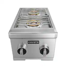 Coyote - 12" Built-In Gas Double Side Burner (NG) - Stainless Steel