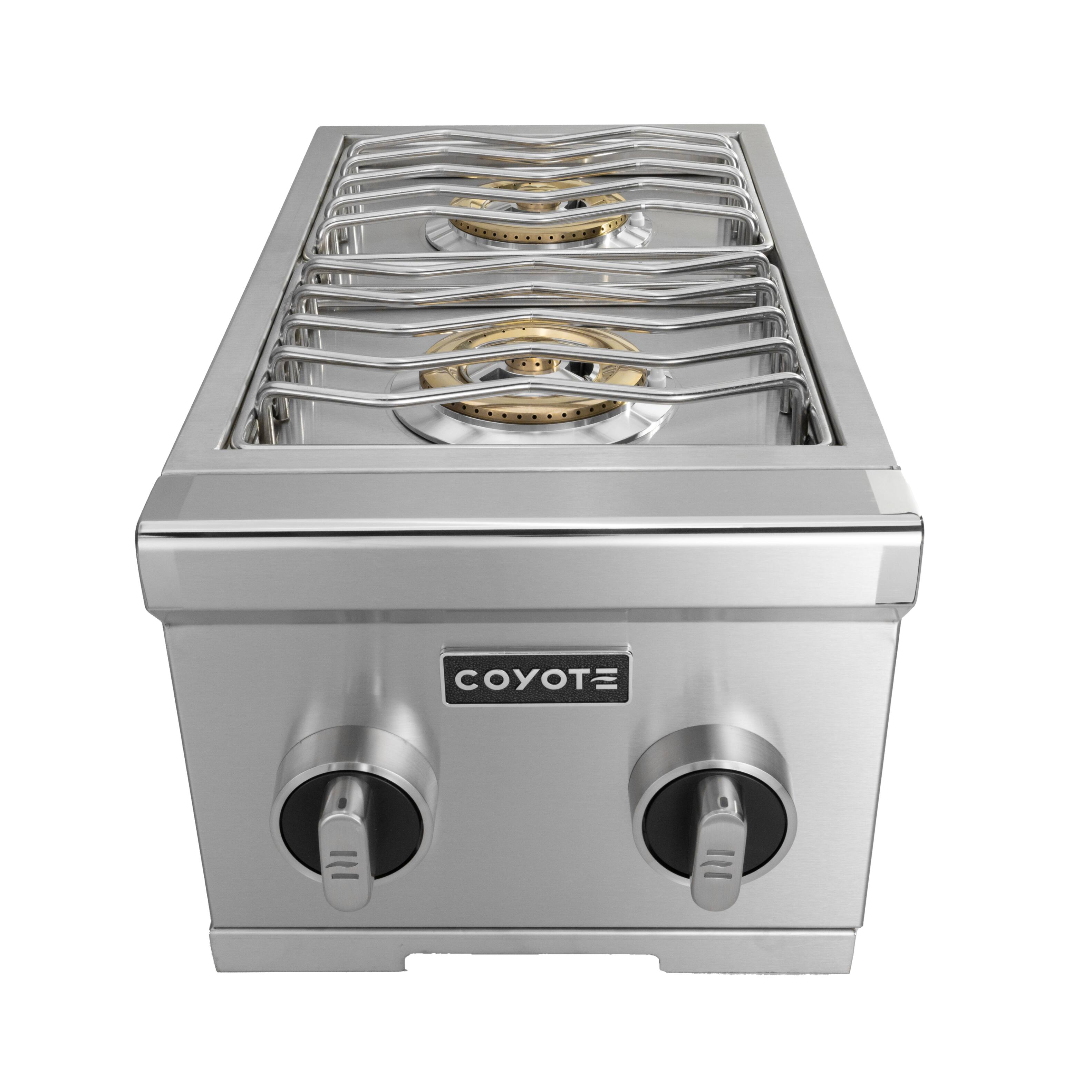 Front. Coyote - Coyote 12" Built-In Gas Double Side Burner (LP) - Stainless Steel.