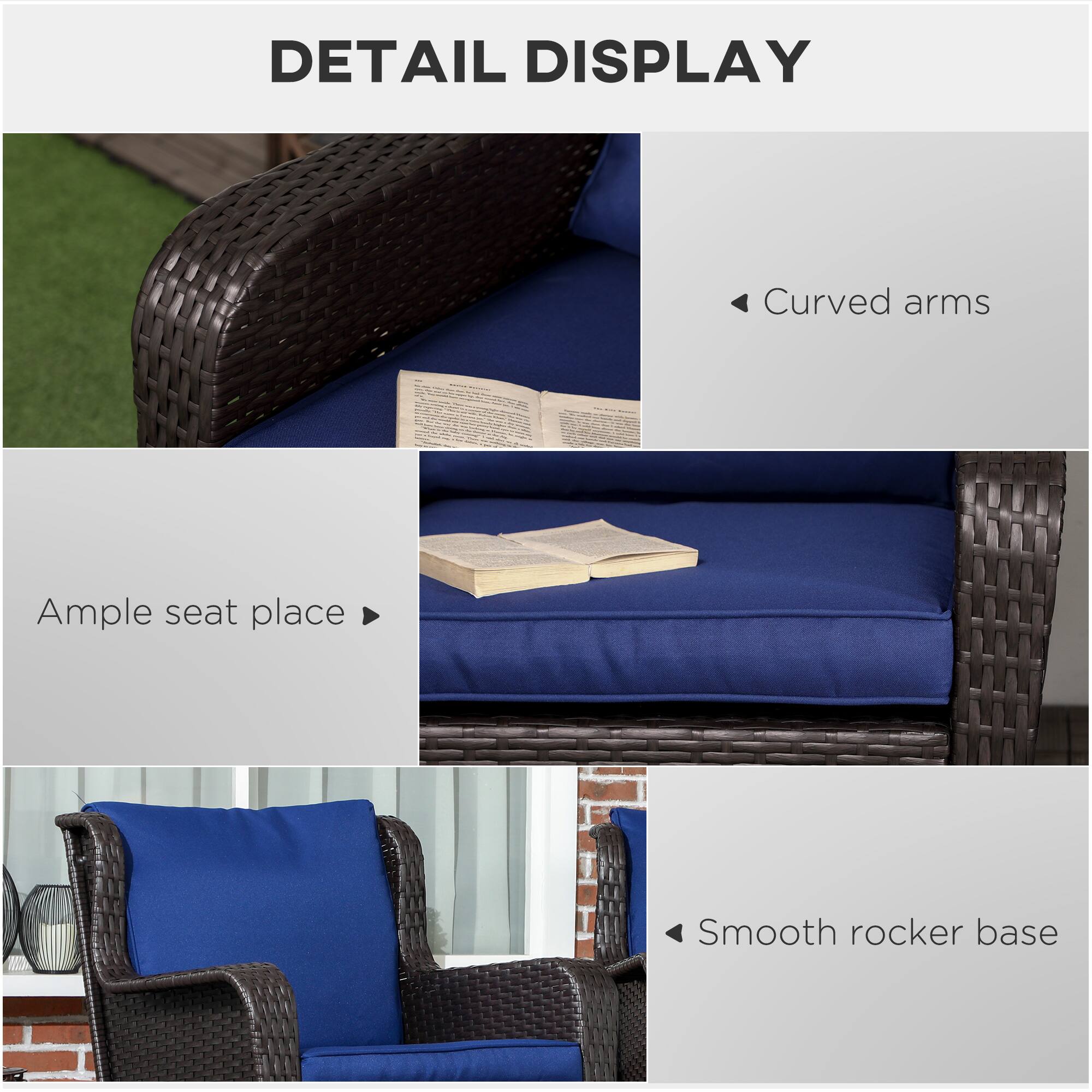 DETAIL DISPLAY

- Curved arms
- Ample seat place
- Smooth rocker base