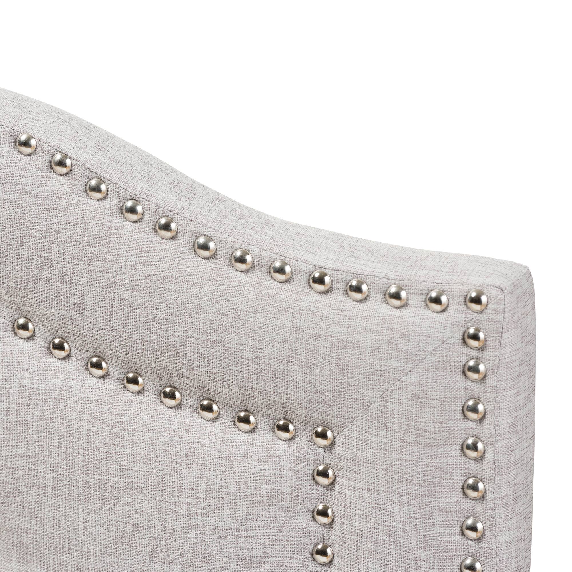 Left. Baxton Studio - Edith Modern and Contemporary Fabric King Size Headboard - Greyish Beige.