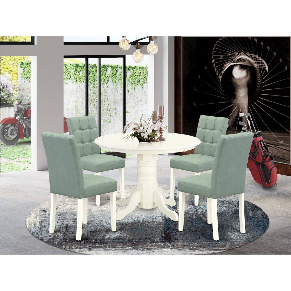 Alt View 7. East West Furniture - 5 Piece Dinner Table Set contain A Modern Dining Table - White.