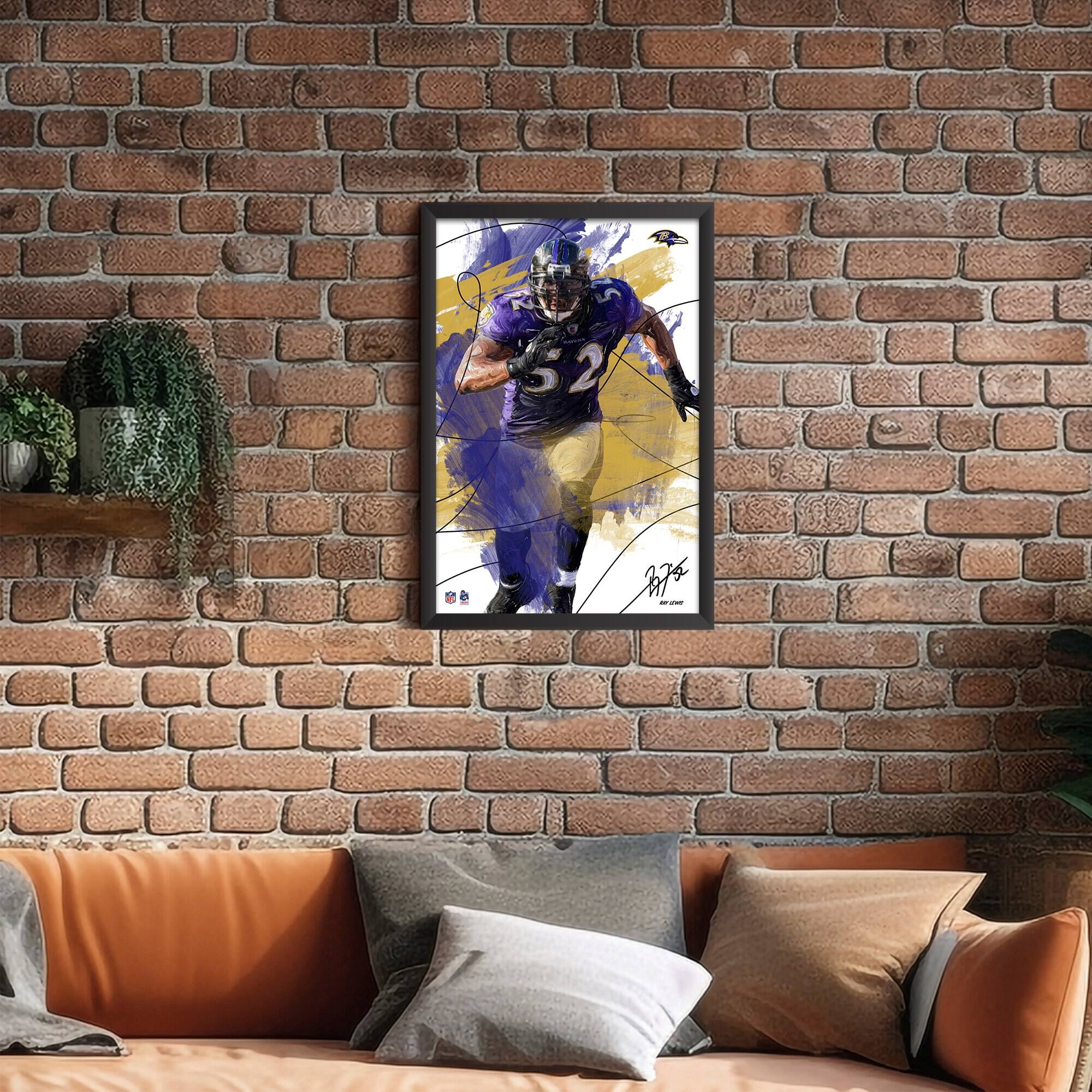 Alt View 1. Sporticulture - Ray Lewis Baltimore Ravens 14" x 20" Brush Stroke Player Framed Art Print - Multicolor.