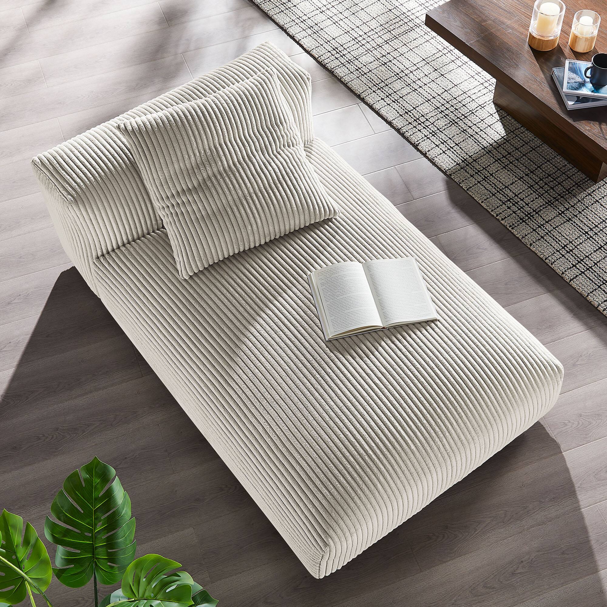 Alt View 7. Modway - Solace Modular Corduroy Upholstered Armless Chaise Lounge by Modway - Almond.