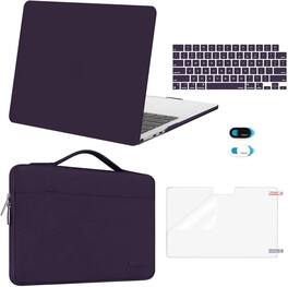 mosiso - 5in1 Kit for MacBook Air 13-Inch M5 M4 M3 M2 2022-2026, Hard Shell&Sleeve Bag&Keyboard Skin&Webcam Cover&Screen Film - Plum Purple
