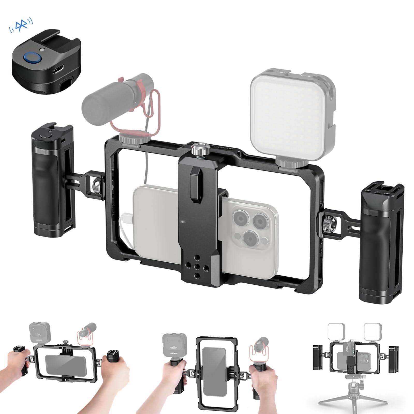 METALTON - Upgraded Phone Rig Vlogging Kit Video Stabilizer With Dual Handle Mic Clip Slot For Tiktok youtube - 6'' Fan+Filter+Ducting+Rope+Speed Controller