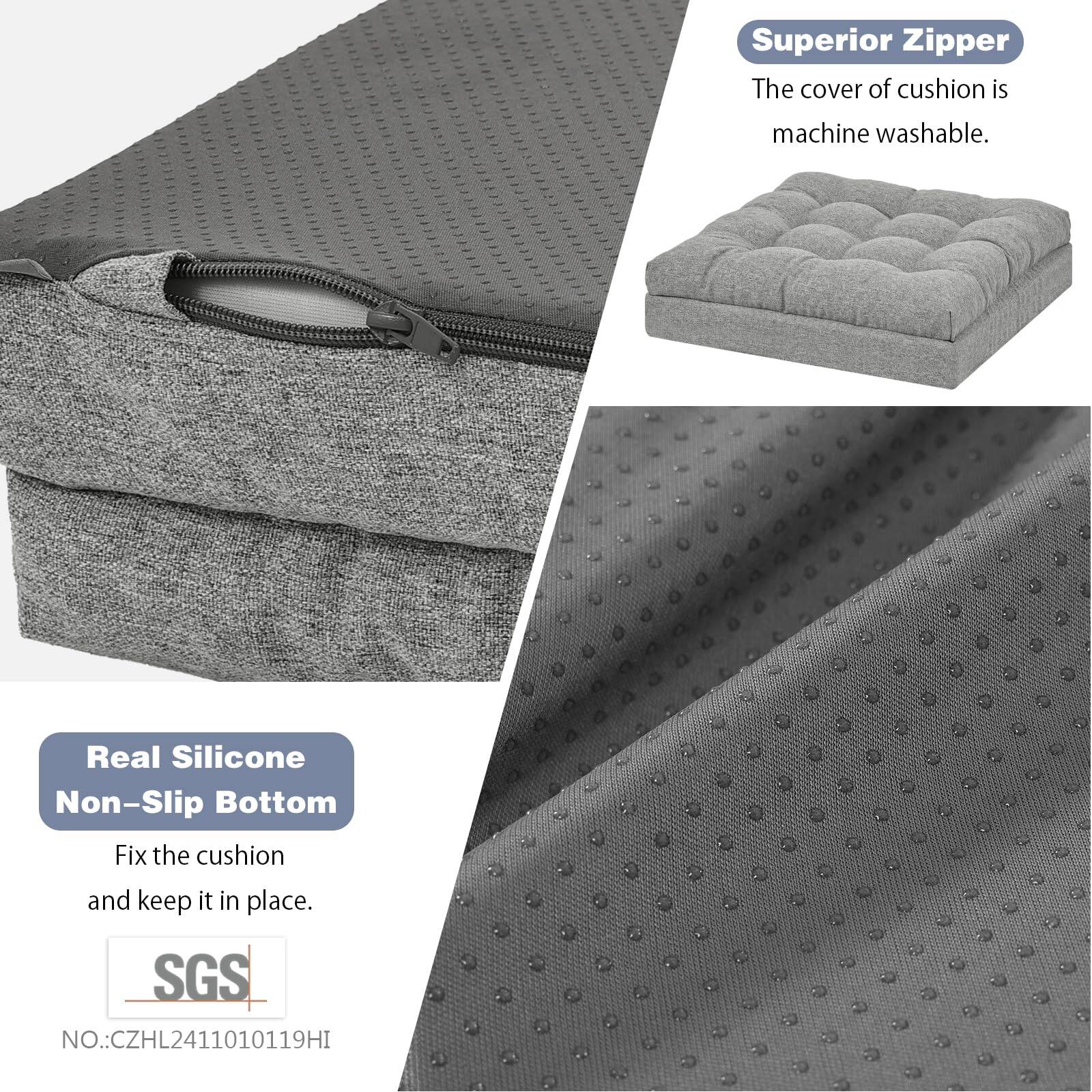 Superior Zipper  
The cover of cushion is machine washable.

Real Silicone Non-Slip Bottom  
Fix the cushion and keep it in place.

SGS  
NO.: CZHL2411010119HI