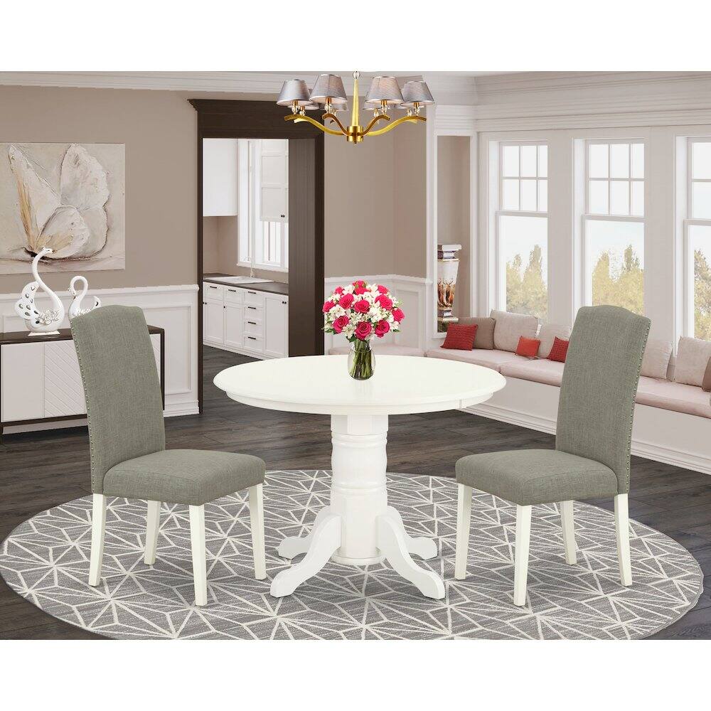 Alt View 7. East West Furniture - Dining Room Set Linen White - Brown.