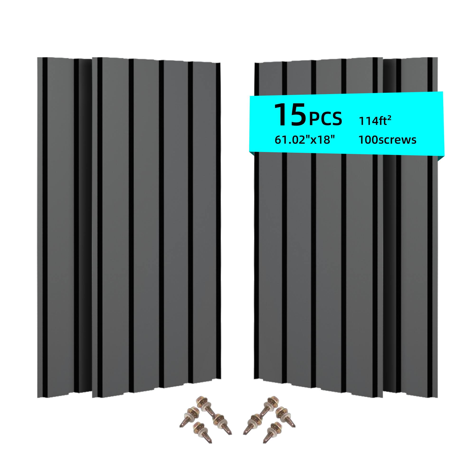 15 PCS  
114 ft²  
61.02" x 18"  
100 screws