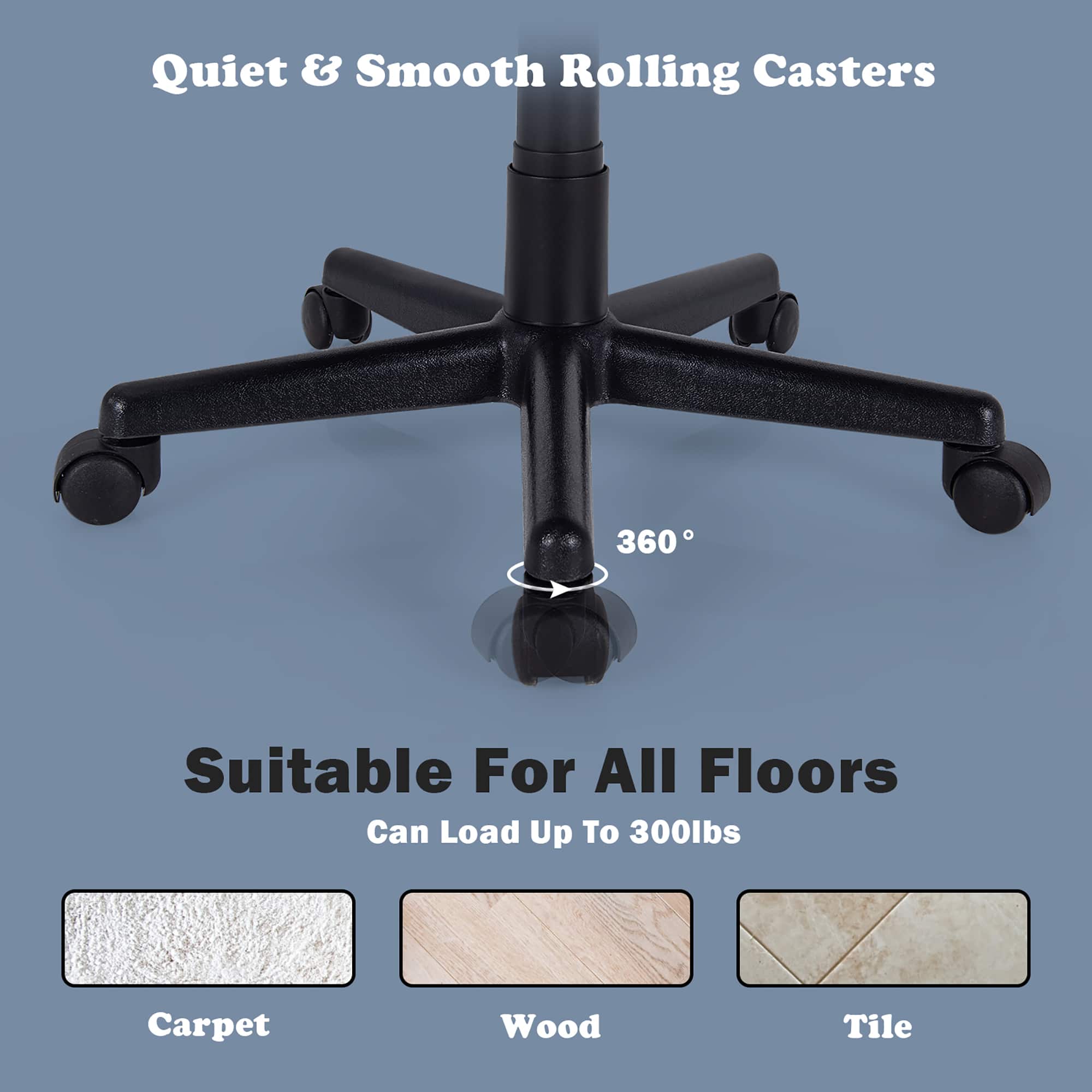 Quiet & Smooth Rolling Casters 360 Suitable For All Floors Can Load Up To 300lbs Carpet Wood Tile