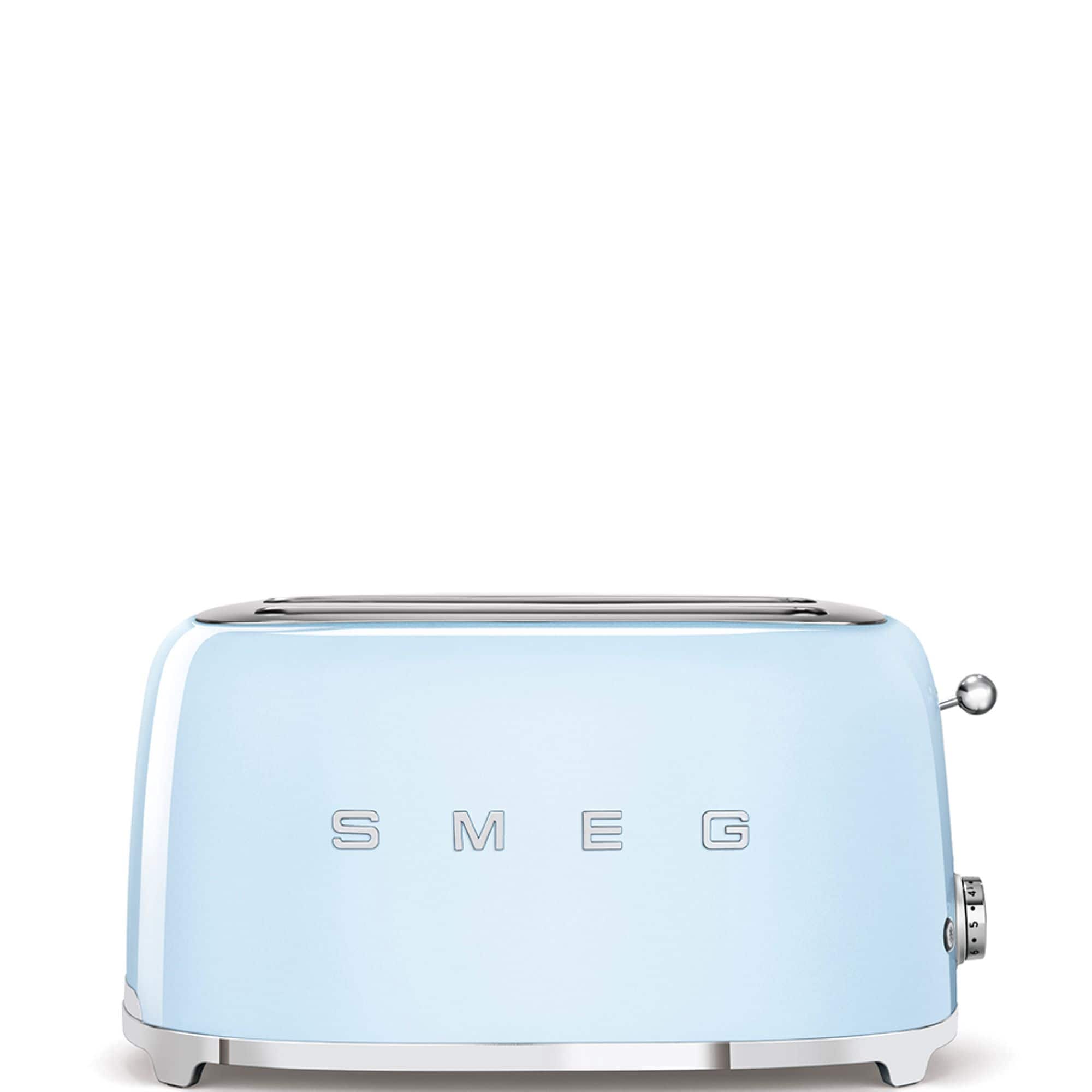 Front. SMEG - SMEG TSF02 4-Slice Long Wide-Slot Toaster - Pastel Blue.