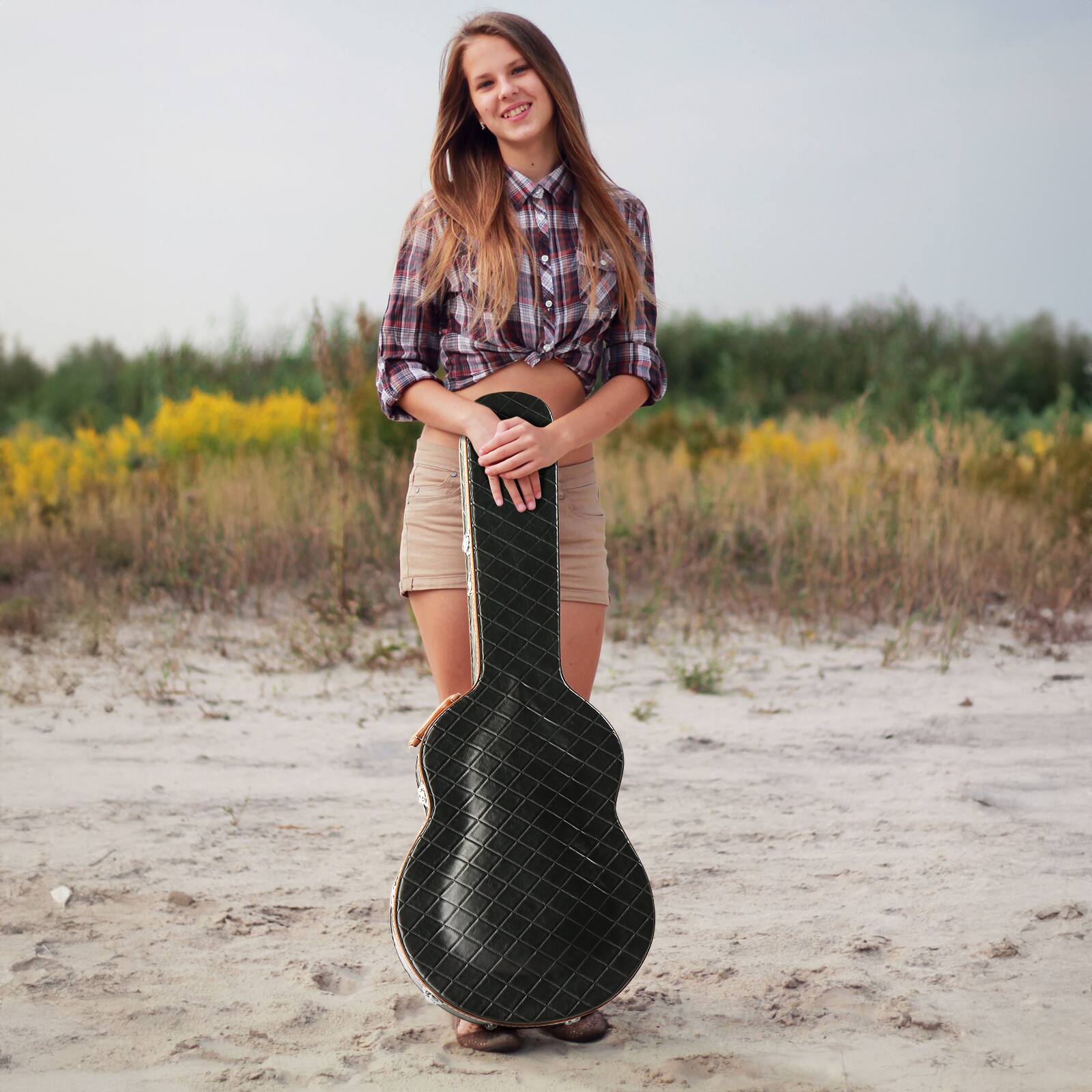 Alt View 4. Winado - Electric Guitar Hard Case,Wooden Hard-Shell 42-In Protective Carrying Case for 335-Style Semi-Hollow Hollowbody Guitar.