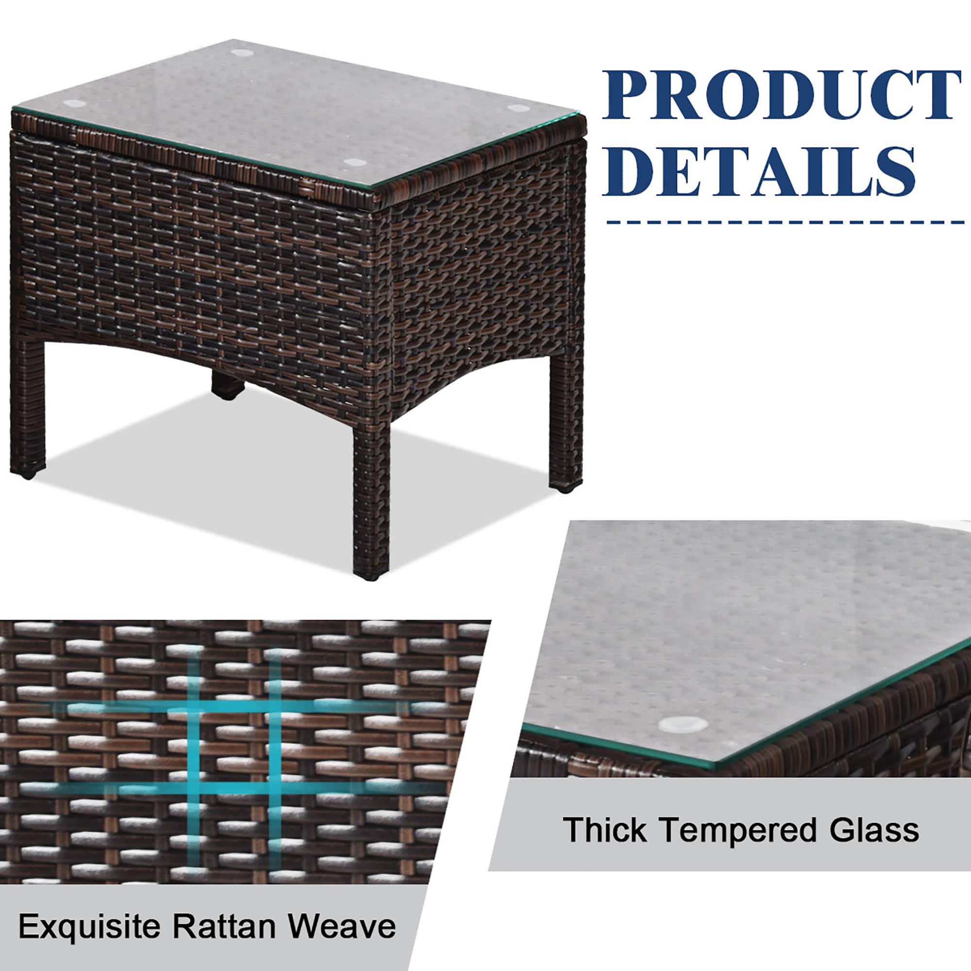 Product Details: Thick Tempered Glass, Exquisite Rattan Weave