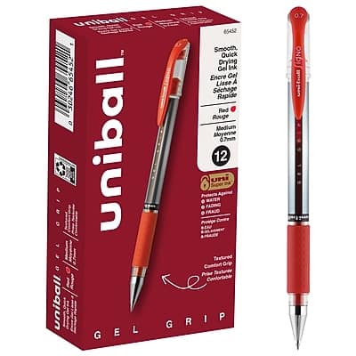 uni-ball - Gel Grip Gel Pens, Medium Point, 0.7mm, Red Ink, 12/Pack (65452) - Gray/Silver price history on PriceWatchPro