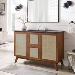 Soma Bathroom Vanity with Black Basin Included by Modway - Walnut Black
