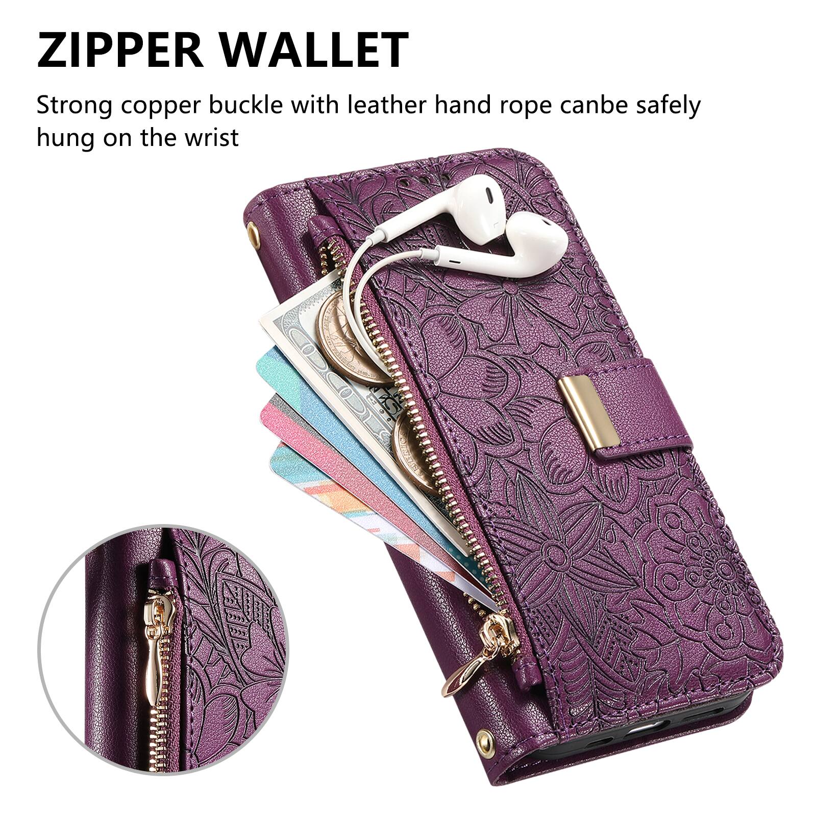 ZIPPER WALLET

Strong copper buckle with leather hand rope can be safely hung on the wrist