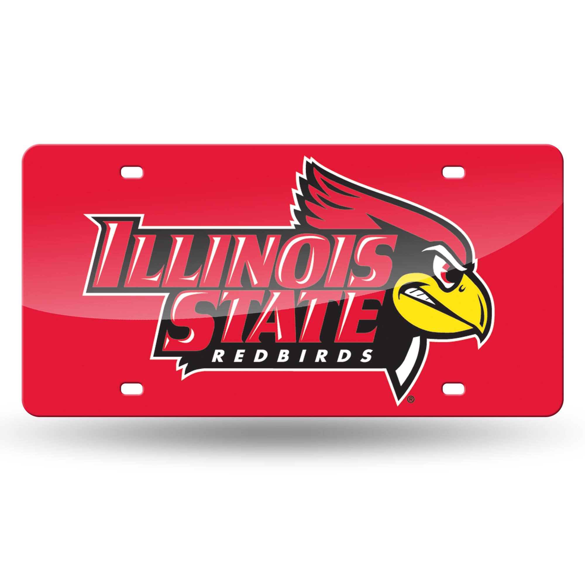 Illinois State Redbirds Red Mirror Look Acrylic License Plate Laser Tag
