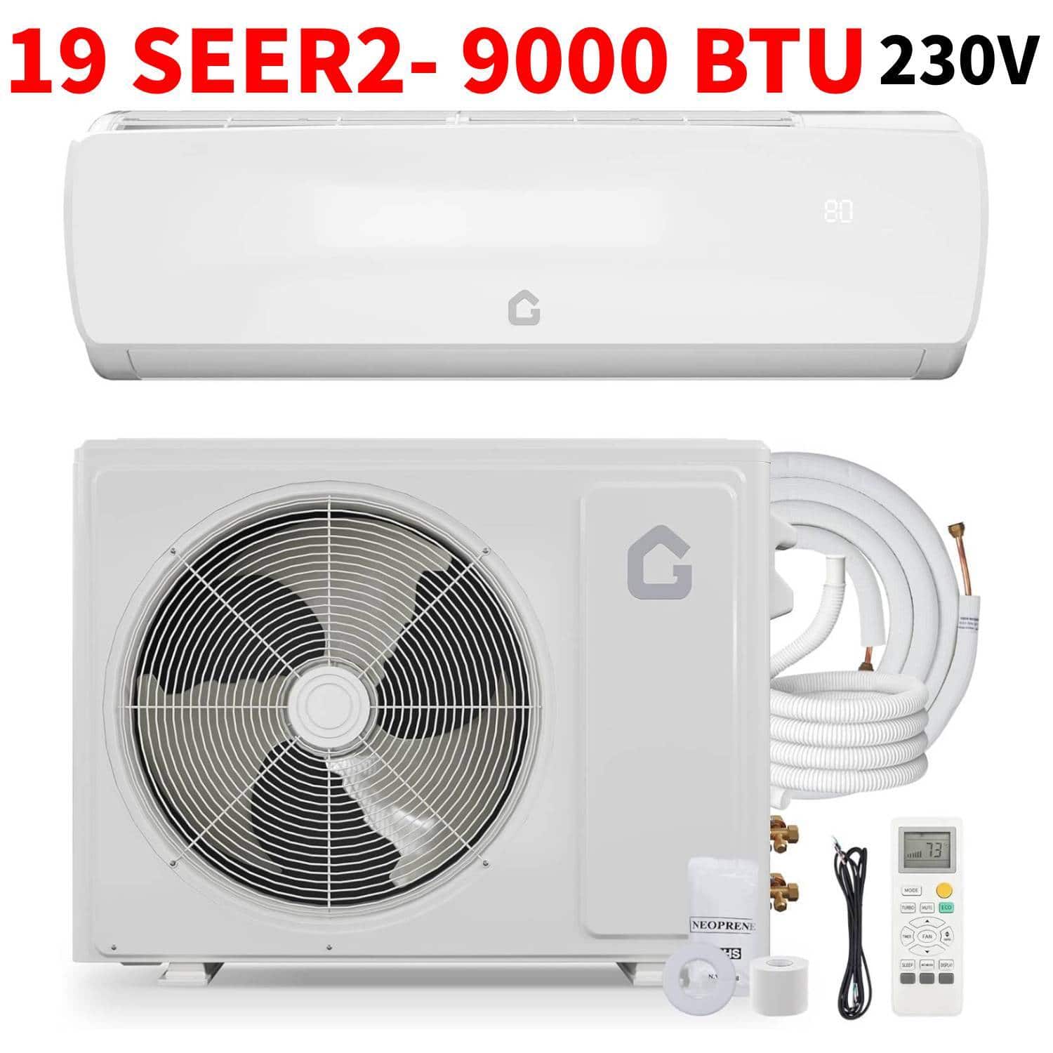 Acekool - 9000BTU Mini Split Ac/Heating System, 230V Q Panel Indoor Unit Split Air Conditioner, for Rooms up to 450 Sq. Ft - White