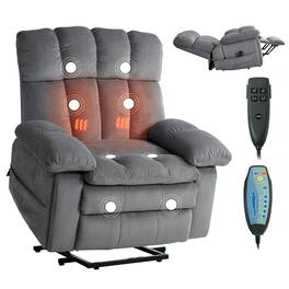 VEVOR - Power Lift Recliner Chair, Dual Motor, Oversized Electric Lift Chair with Heat and Massage for Elderly - Light Gray