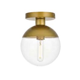 Living District - Eclipse 1 Light Brass Flush Mount With Clear Glass - Brass And Clear
