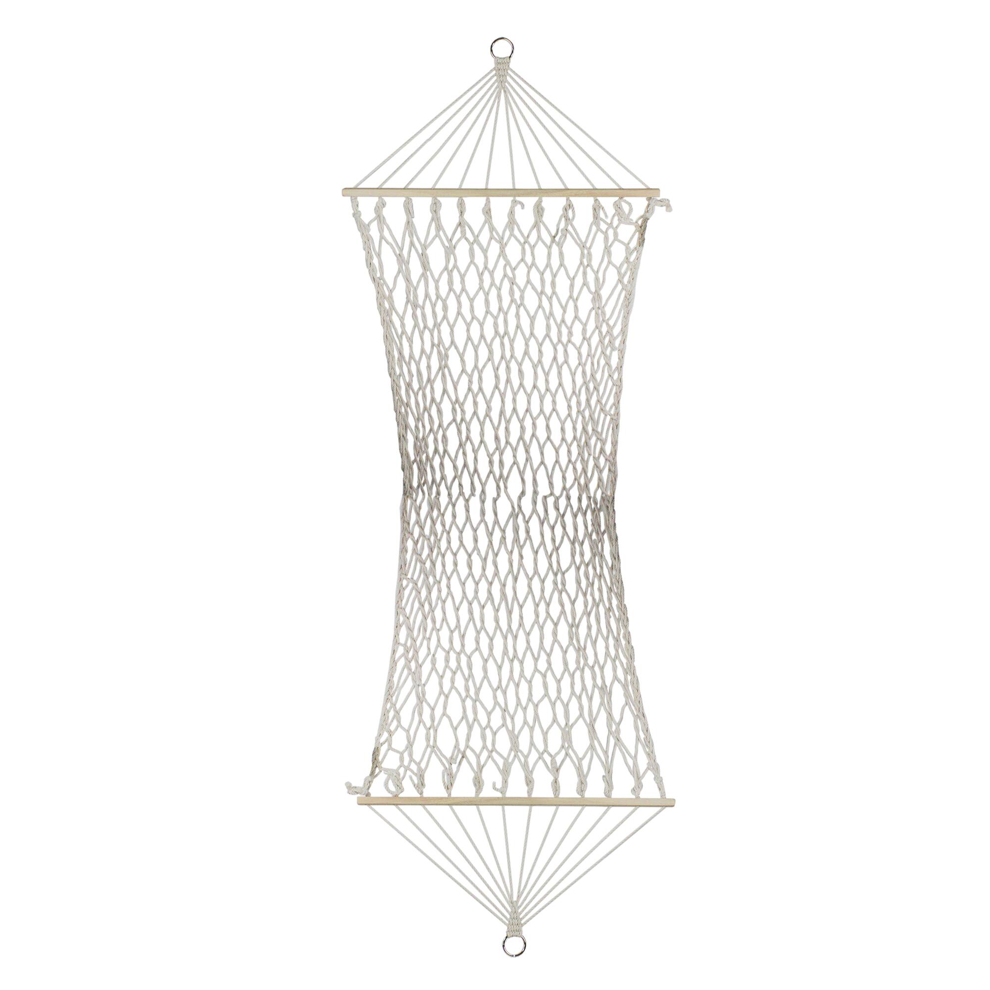Front. Northlight - Natural Macrame Hammock with Wooden Bars - 78" x 31" - Ivory.