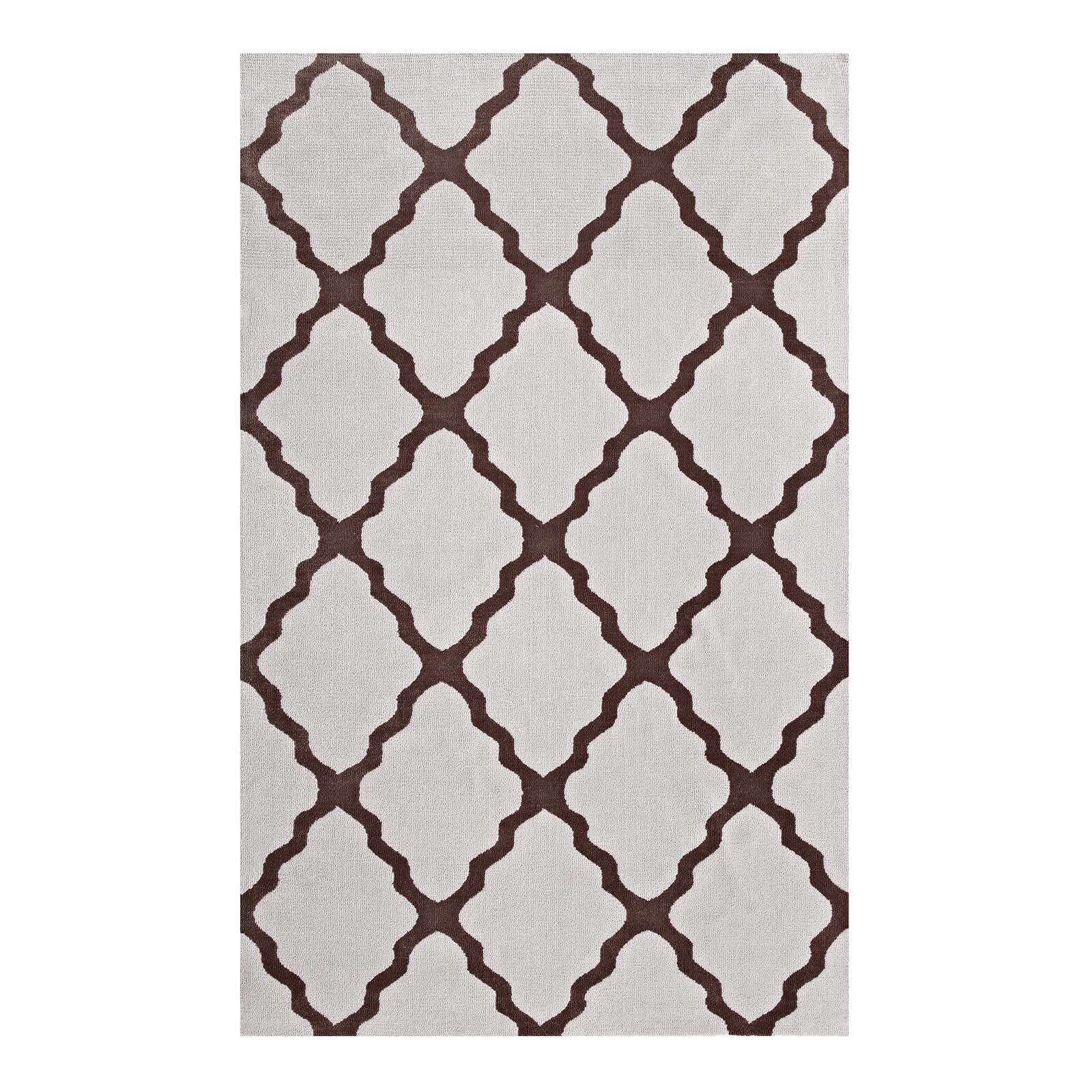 Angle. Modway - Marja Moroccan Trellis Area Rug - Brown and Gray.