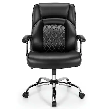 Front. Kadyn - Height Adjustable Big and Tall Office Chair Computer Desk Chair with Metal Base-Black, Home Office Computer Desk Chair - Black.