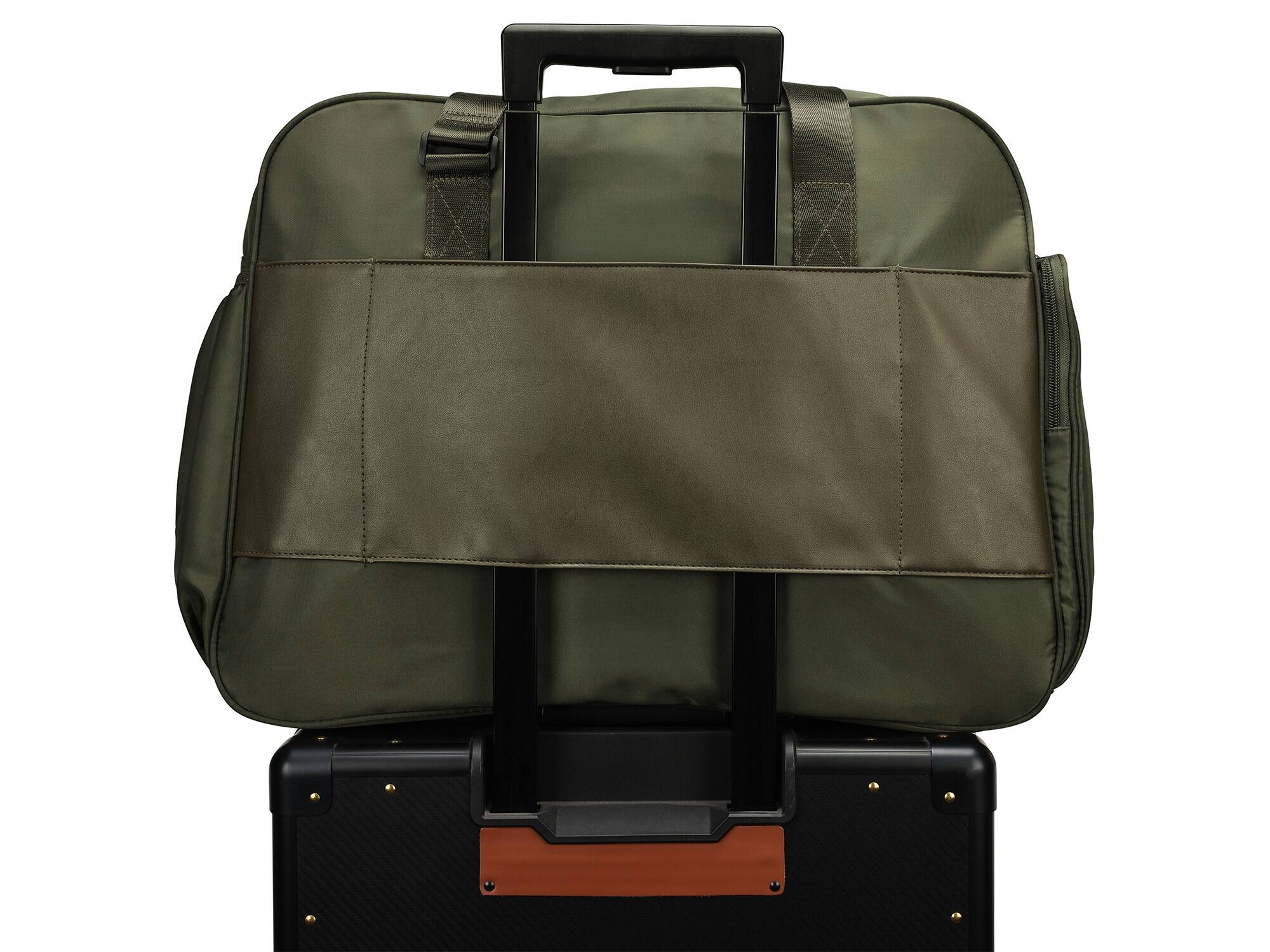 Angle. Elle - ELLE Wayfarer 40L Monogram Weekender Duffel Bag | Olive Green - Olive Green.