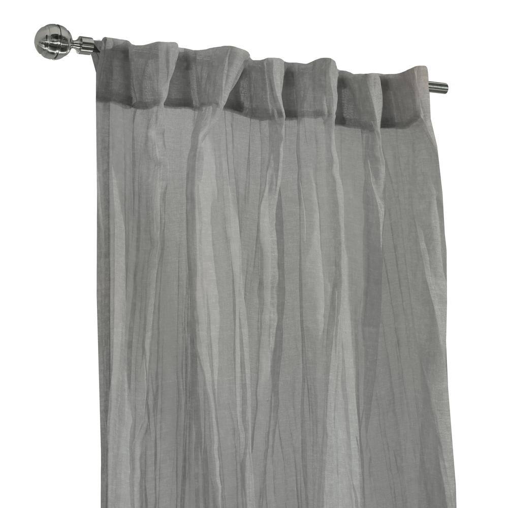Left. Commonwealth Home Fashions - Habitat Paloma Sheer Dual Header Stylish and Functional Curtain Panel 52" x 95" Grey - Grey.