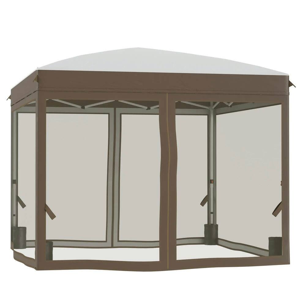 Alt View 7. Spaco - Spaco 10x10 Pop Up Canopy Tent with Netting, Adjustable Height, Easy Setup - Cream White.