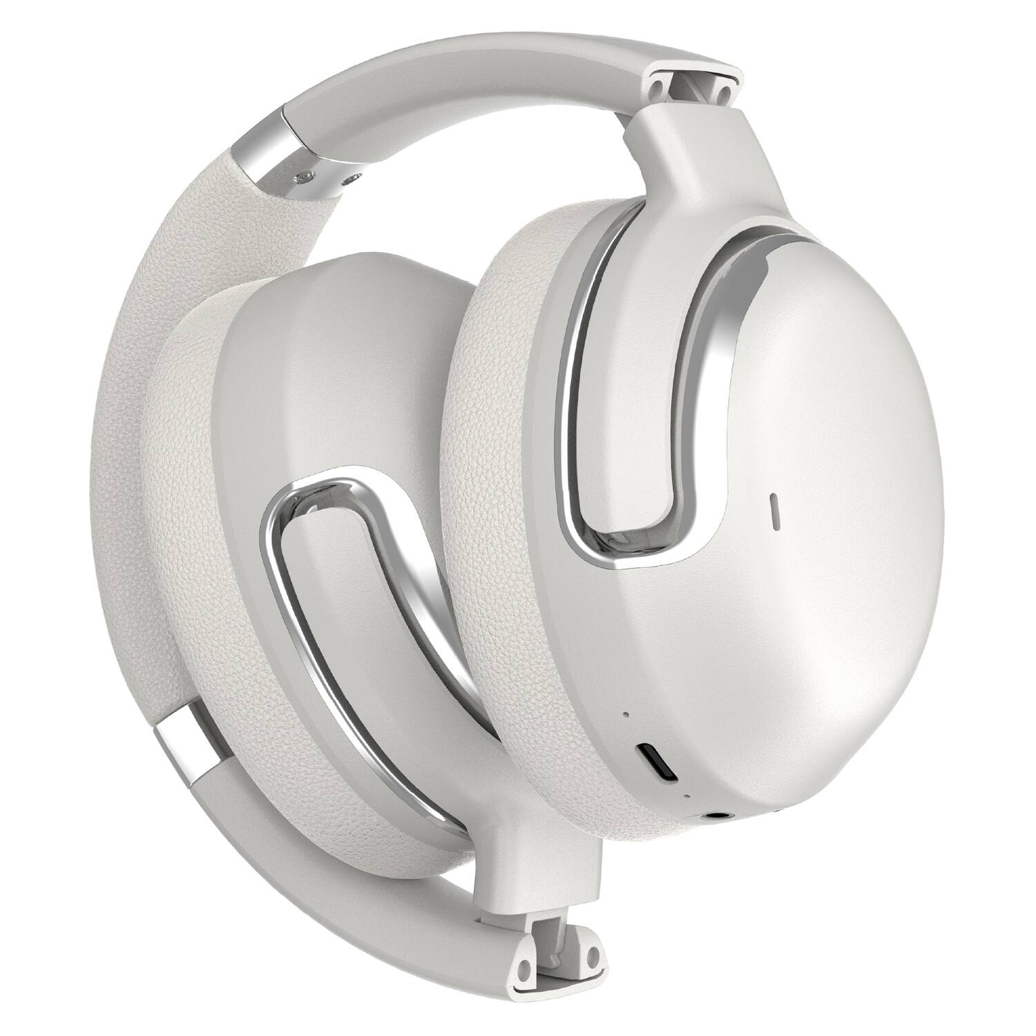 Alt View 4. RCA - WAVE-76 Bluetooth Flat-Folding On-Ear Headphones with Mic, ANC, On-Ear Controls, 3D Earpads, 25 Hr Play Time - Silver.