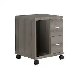 HTUTWOO - Contemporary Modern Office File Cabinet - Rolling Mobile Printer Cart, Storage Work Organizer, Brown Laminate Finish - Taupe