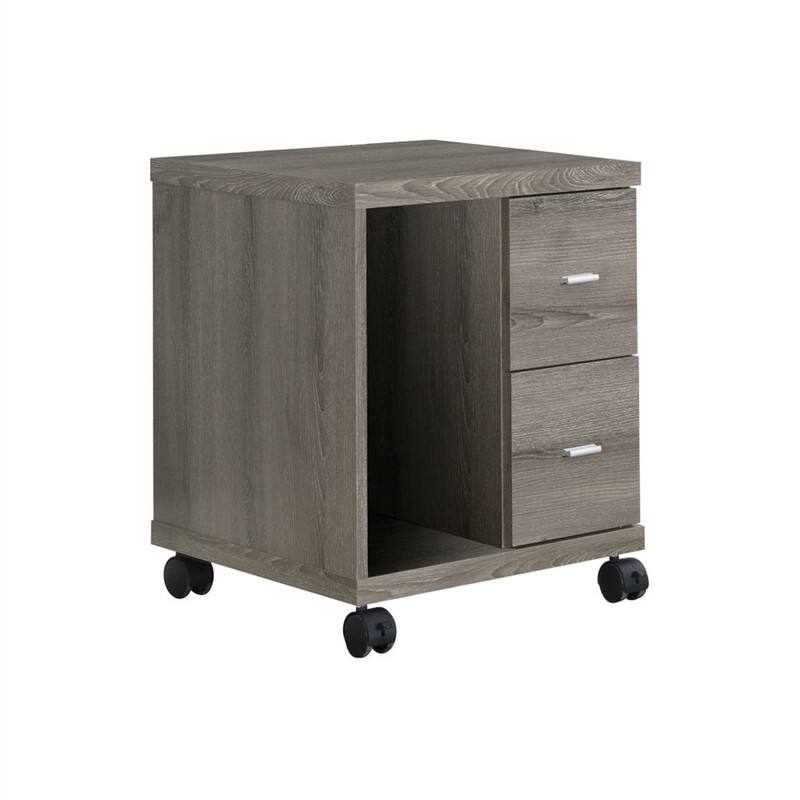 Front. HTUTWOO - Contemporary Modern Office File Cabinet - Rolling Mobile Printer Cart, Storage Work Organizer, Brown Laminate Finish - Taupe.