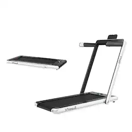 Loheer - 2 in 1 Folding Treadmill 2.25HP Under Desk Walking Pad with Remote Control App Speaker - White
