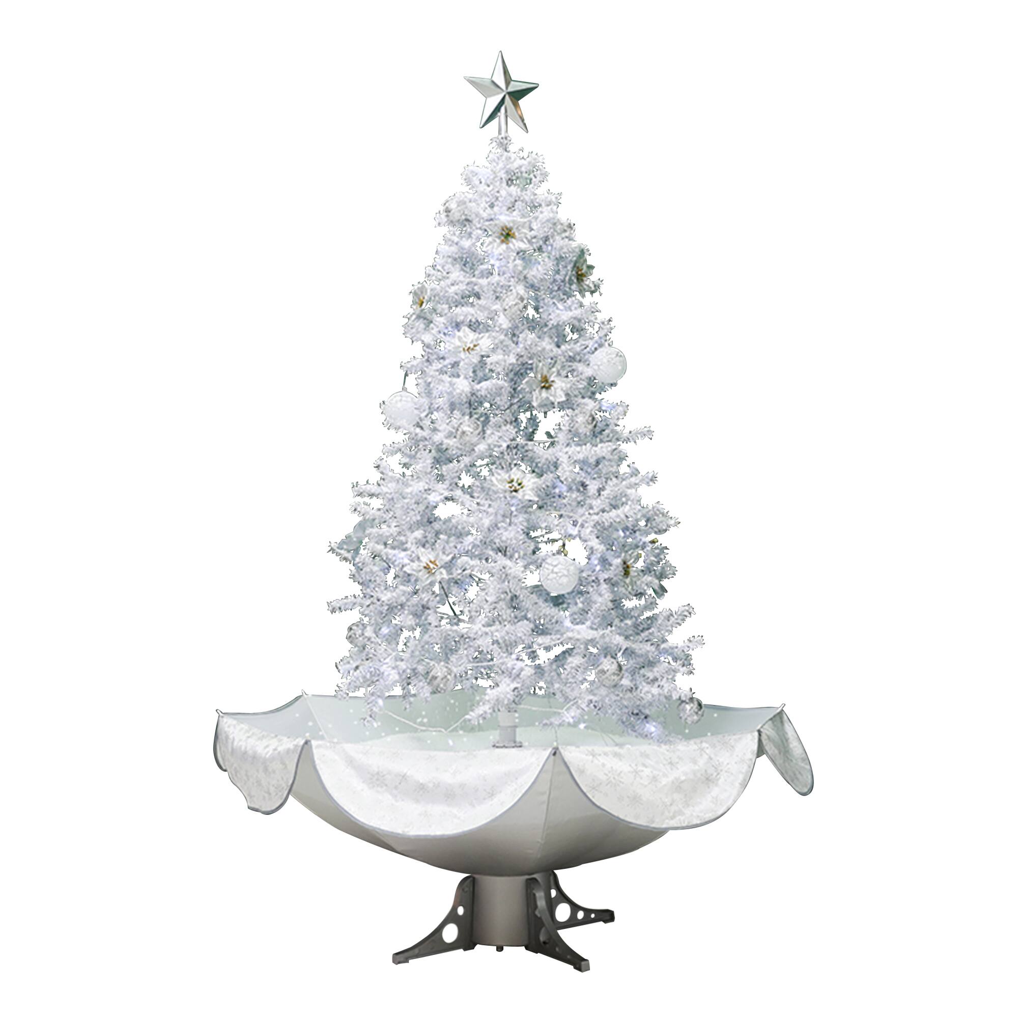 Alt View 1. Northlight - Lighted Musical Snowing Artificial White Tinsel Christmas Tree - 6' - White LED Lights - Silver.