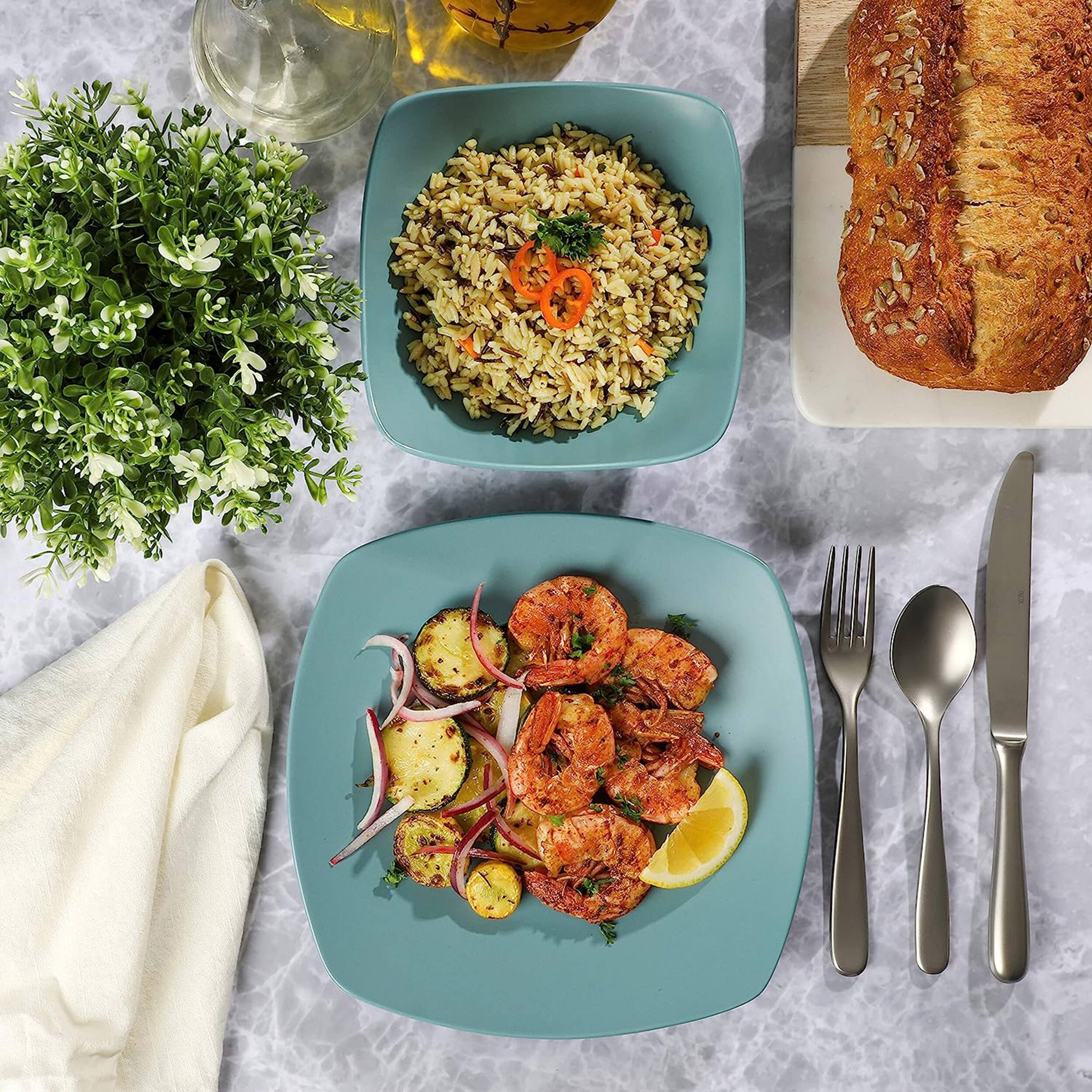 Alt View 5. Gibson - Gibson Home Zen Buffetware 8 Piece Fine Ceramic Dinnerware Set In Matte Arctic Blue - Blue.