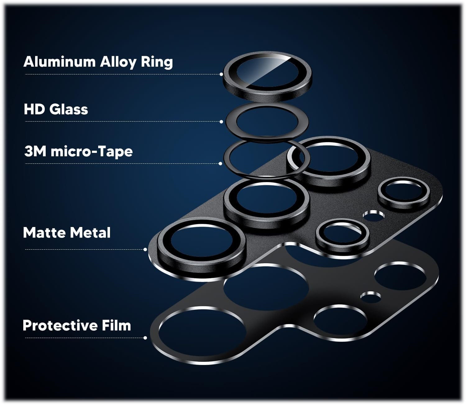 Alt View 13. SaharaCase - ProShock Camera Lens Protector for Samsung Galaxy S24 Ultra (2-Pack) - Black.