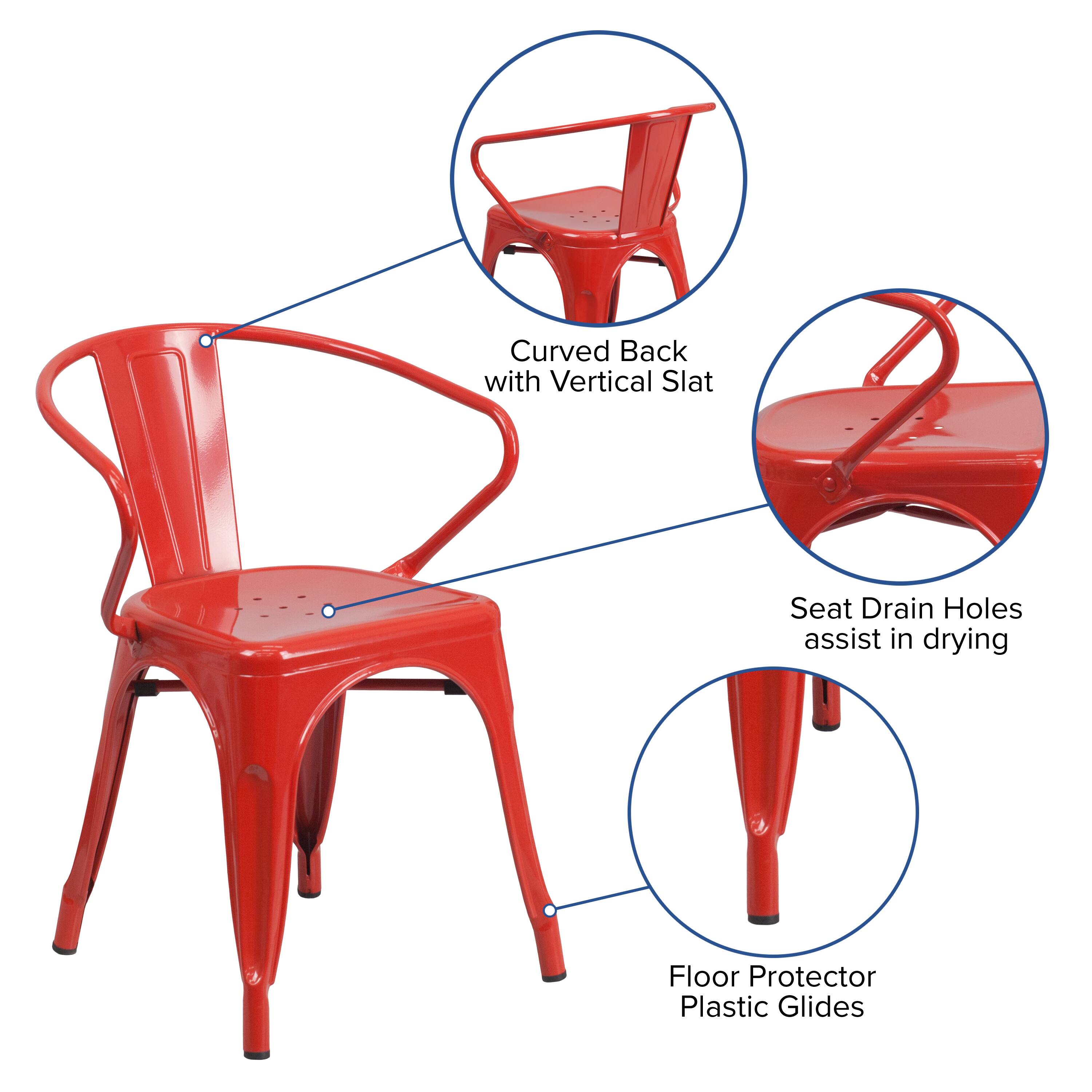Curved Back with Vertical Slat Seat Drain Holes assist in drying Floor Protector Plastic Glides