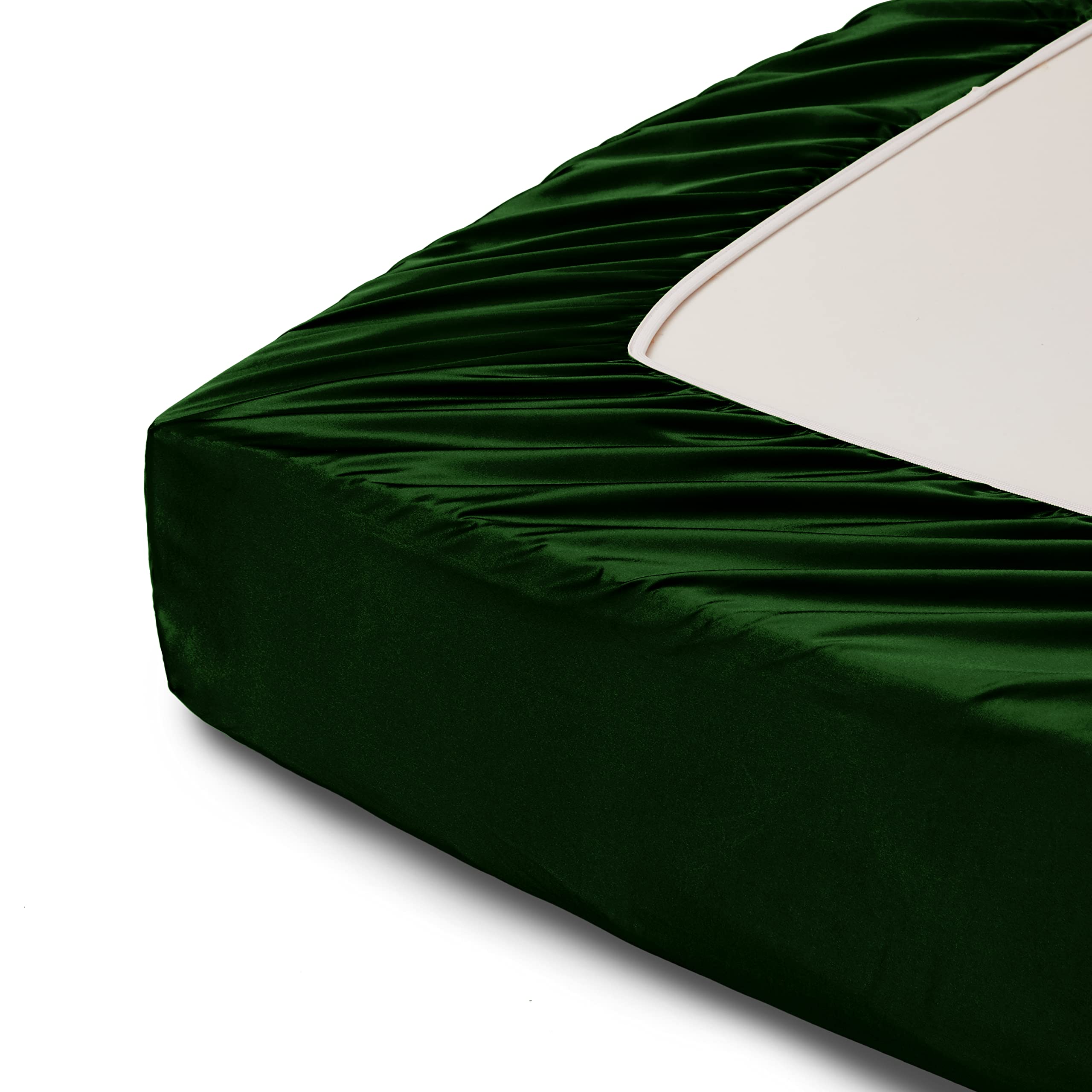 Alt View 5. Stylel Star - 6 Piece Satin Sheet Set Queen Size Luxury Silky & Soft Green Bed With 16" Deep Pocket  1 Fitted Flat 4 Pillowcases - Emerald Green-Queen.