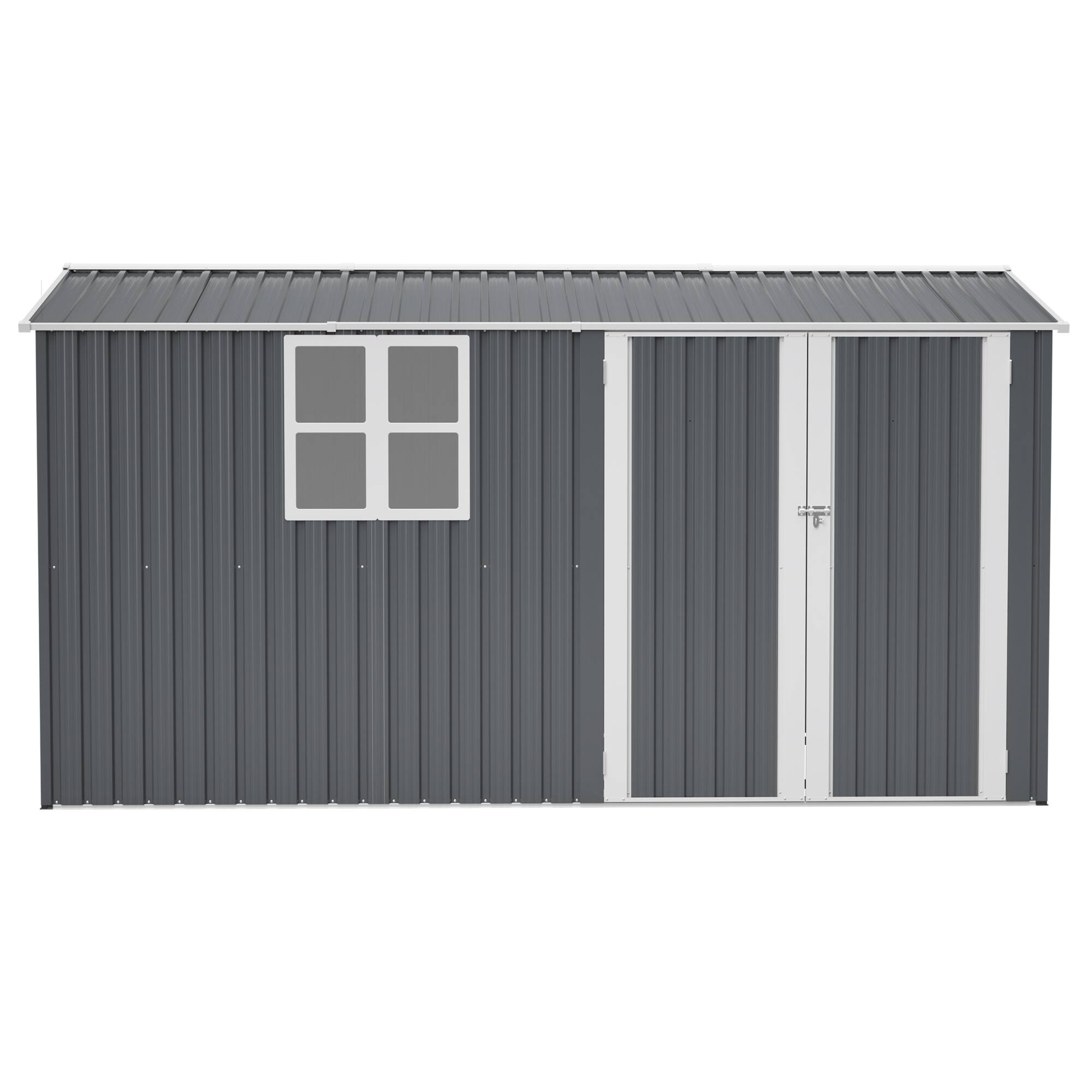 Alt View 5. Mondawe - 8x12 Ft Storage Shed Outdoor with Window and 4 Air Vents - Gray.