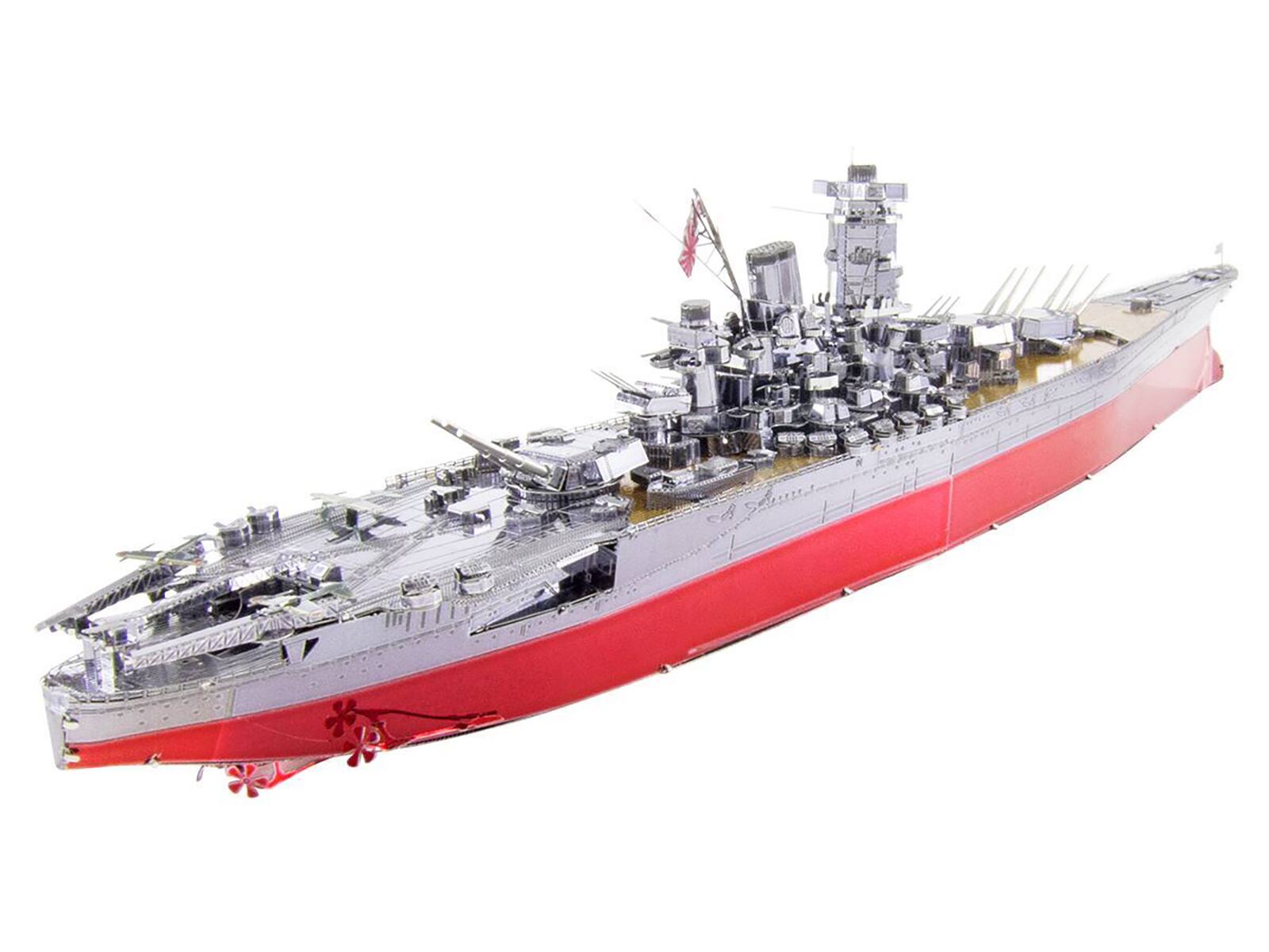 Back. Metal Earth - Model Kit Yamato Battleship "Imperial Japanese Navy" (Challenging Difficulty) Steel Model by Metal Earth - Pink, White.
