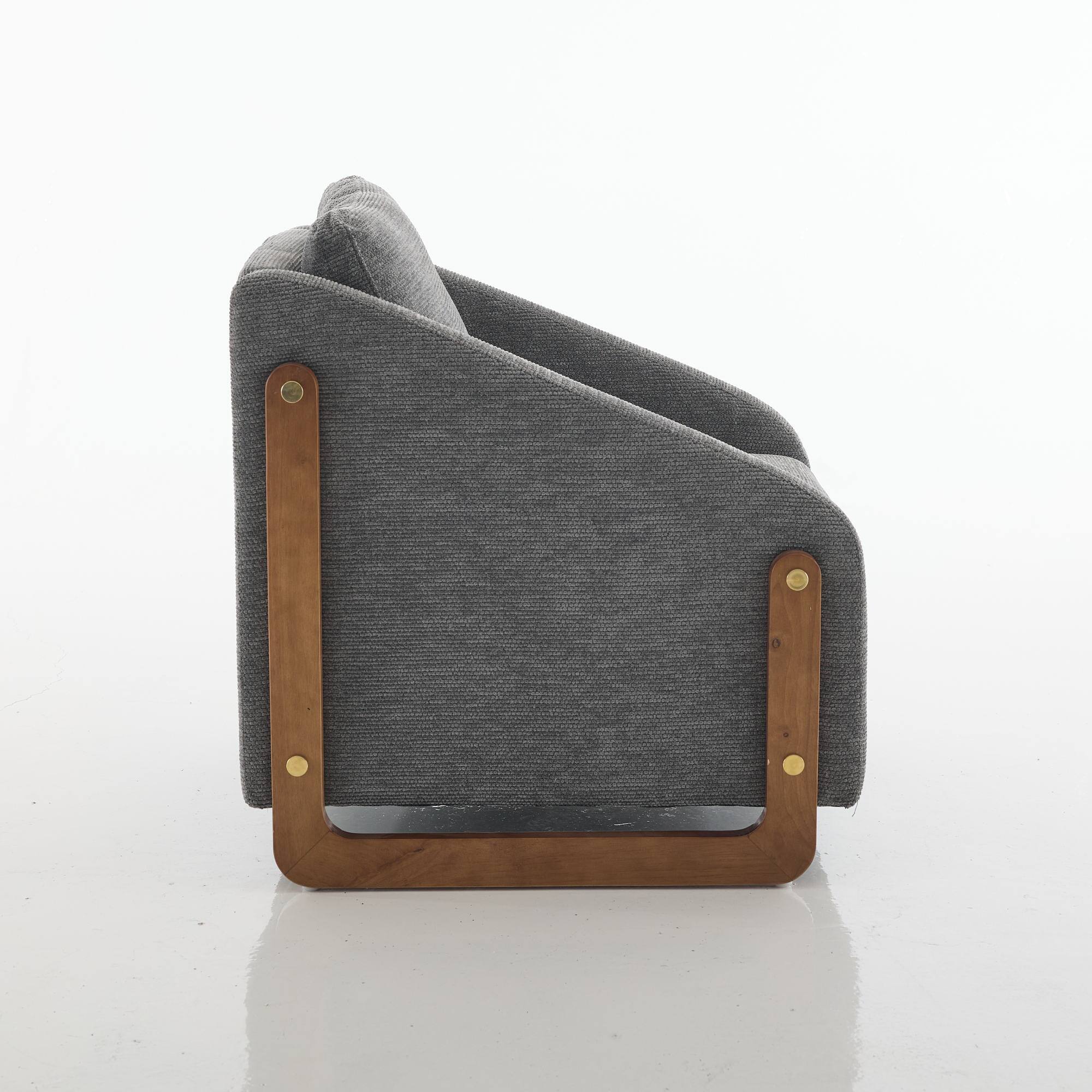 Alt View 9. GOODSILO - Modern Upholstered Armchair with Wooden Side Frame and Cushioned Seat for Living Room or Bedroom - Gray.