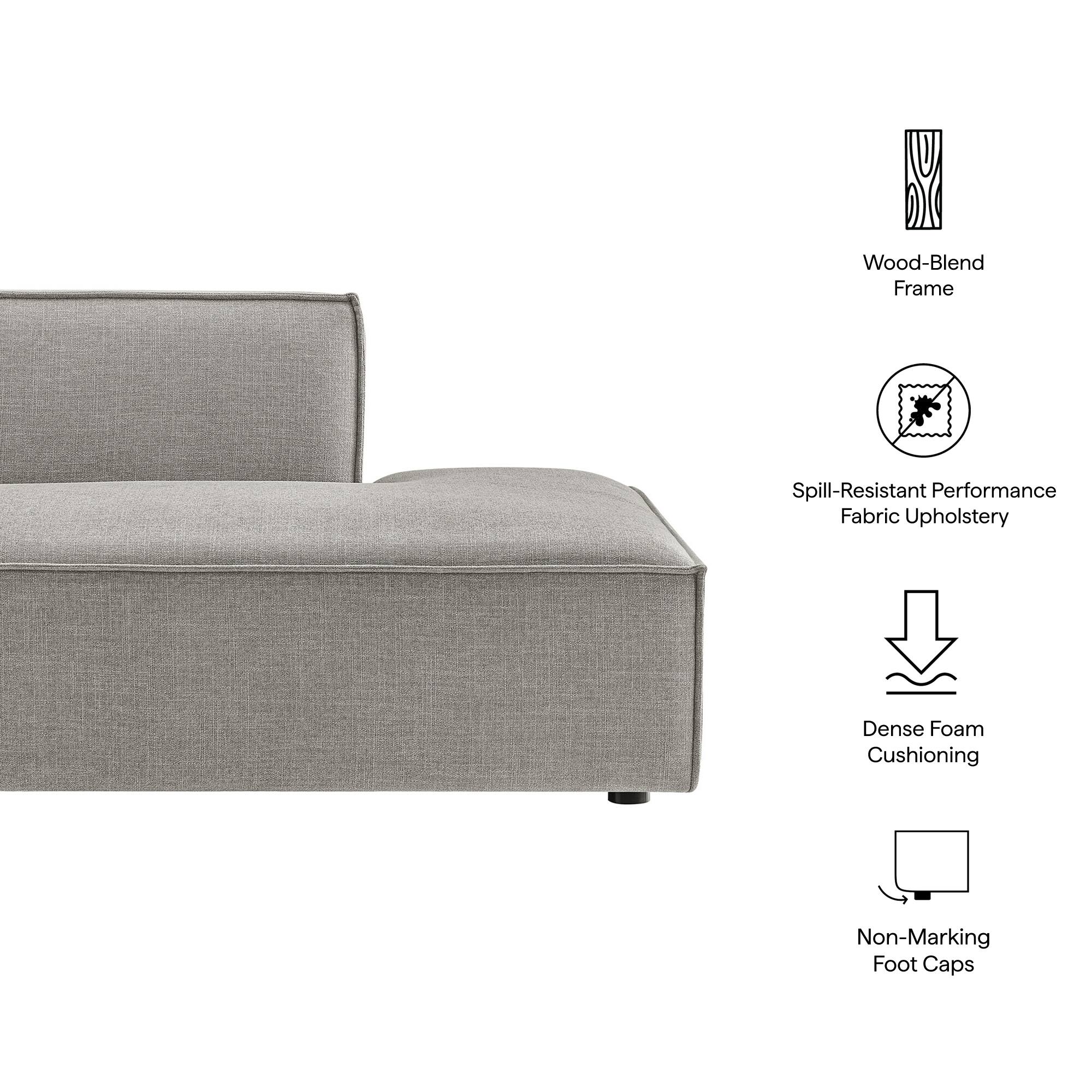 Wood-Blend Frame  
Spill-Resistant Performance Fabric Upholstery  
Dense Foam Cushioning  
Non-Marking Foot Caps