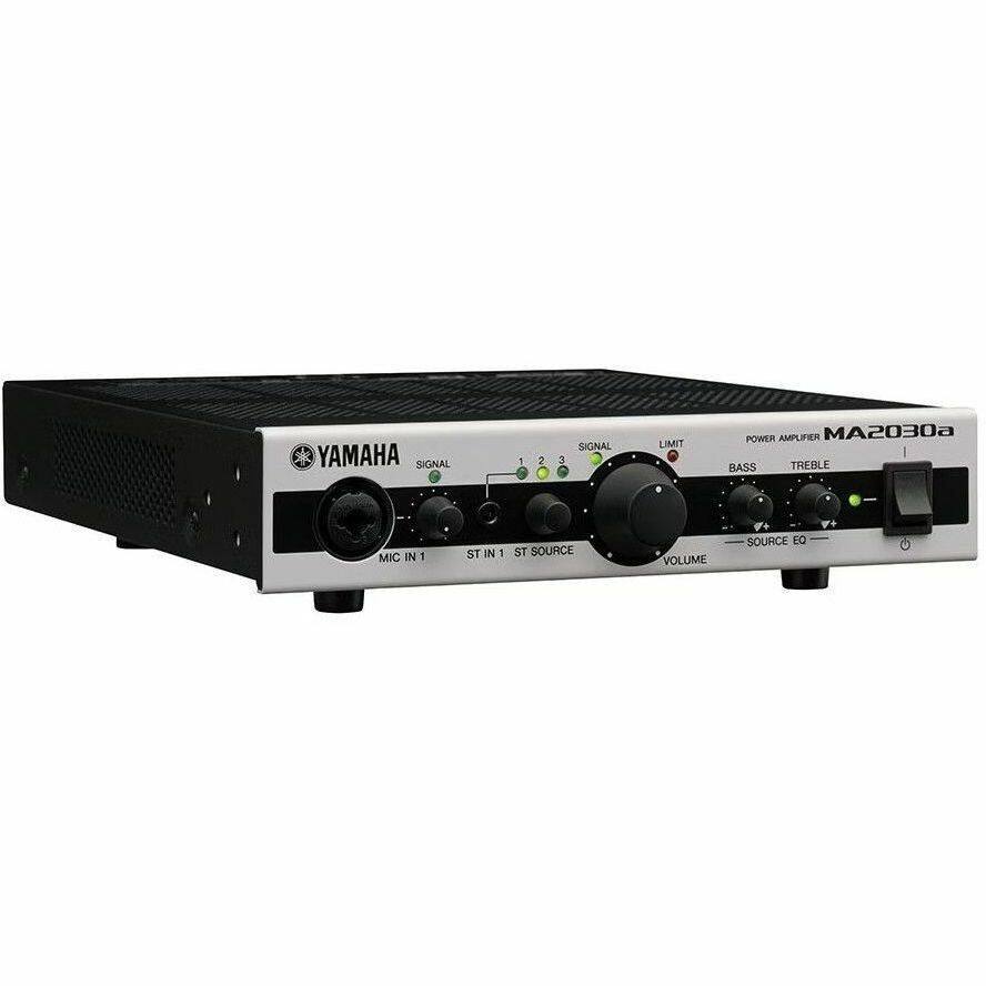YAMAHA SIGNAL LIMIT POWER AMPLIFIER MA2030a  
BASS TREBLE  
MIC IN 1 ST IN 1 ST SOURCE  
VOLUME SOURCE EQ