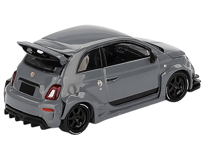 Left. Mini GT - ABARTH 595 #49 "LB-Works x Abas Works" Gray Limited Edition 1/64 Diecast Model Car by Mini GT - Gray.