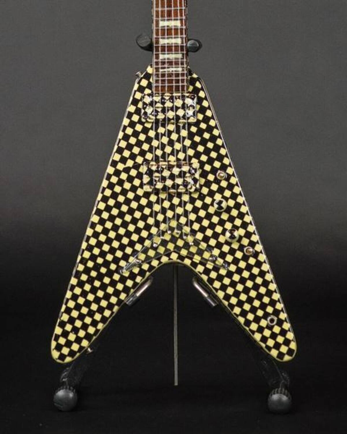 Alt View 1. Axe Heaven - Axe Heaven -Rick Nielsen - Rick Nielsen Cheap Trick Checkered Hamer V Mini Guitar Replica - COLLECTIBLES - Multicolor.