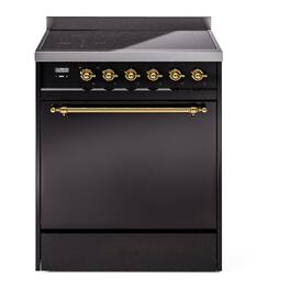 ILVE - Nostalgie II 30 inch Induction Range with 4 Induction Elements - Glossy Black