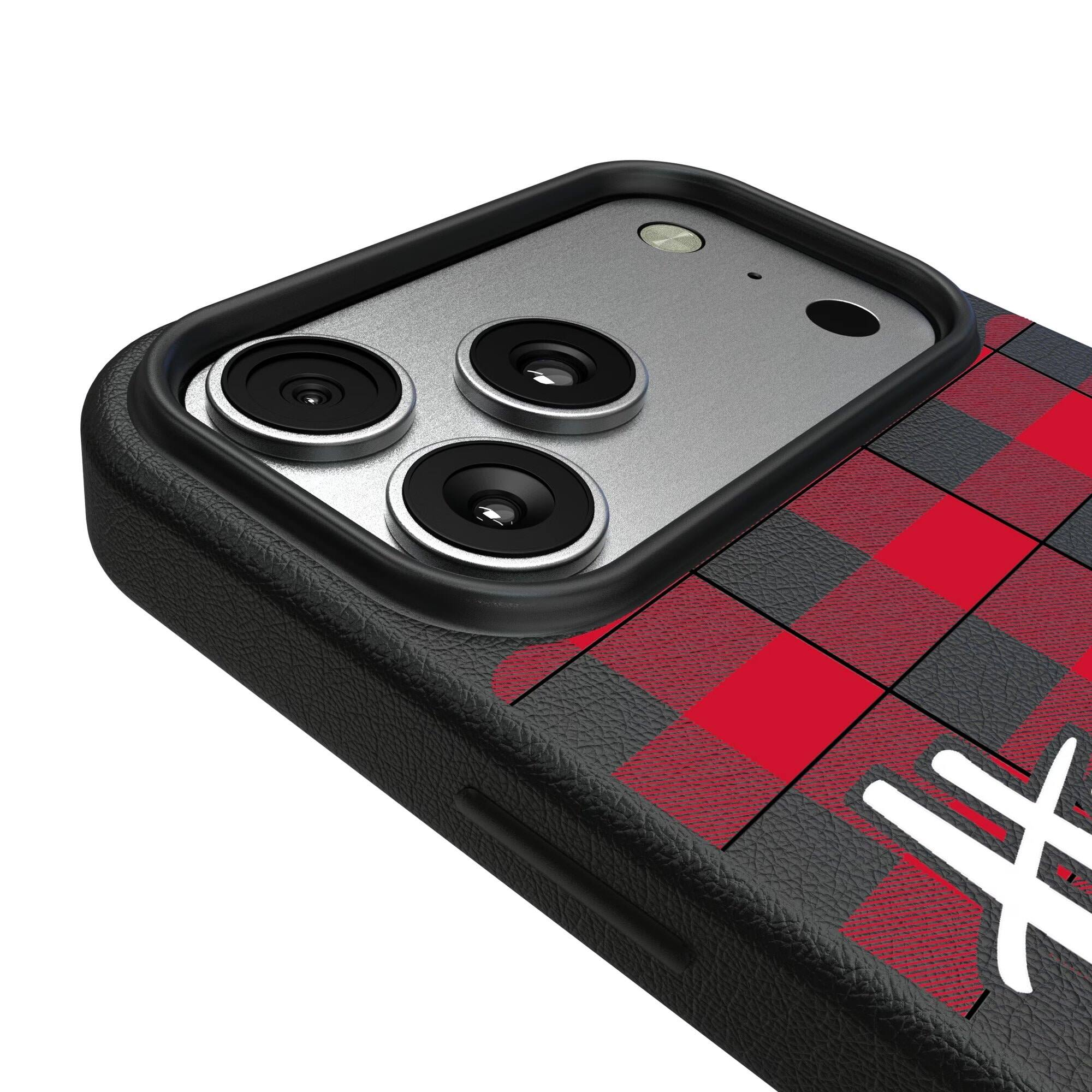 Alt View 2. Keyscaper - Nebraska Huskers Plaid Magnetic Bump iPhone Case - 15 - Black.
