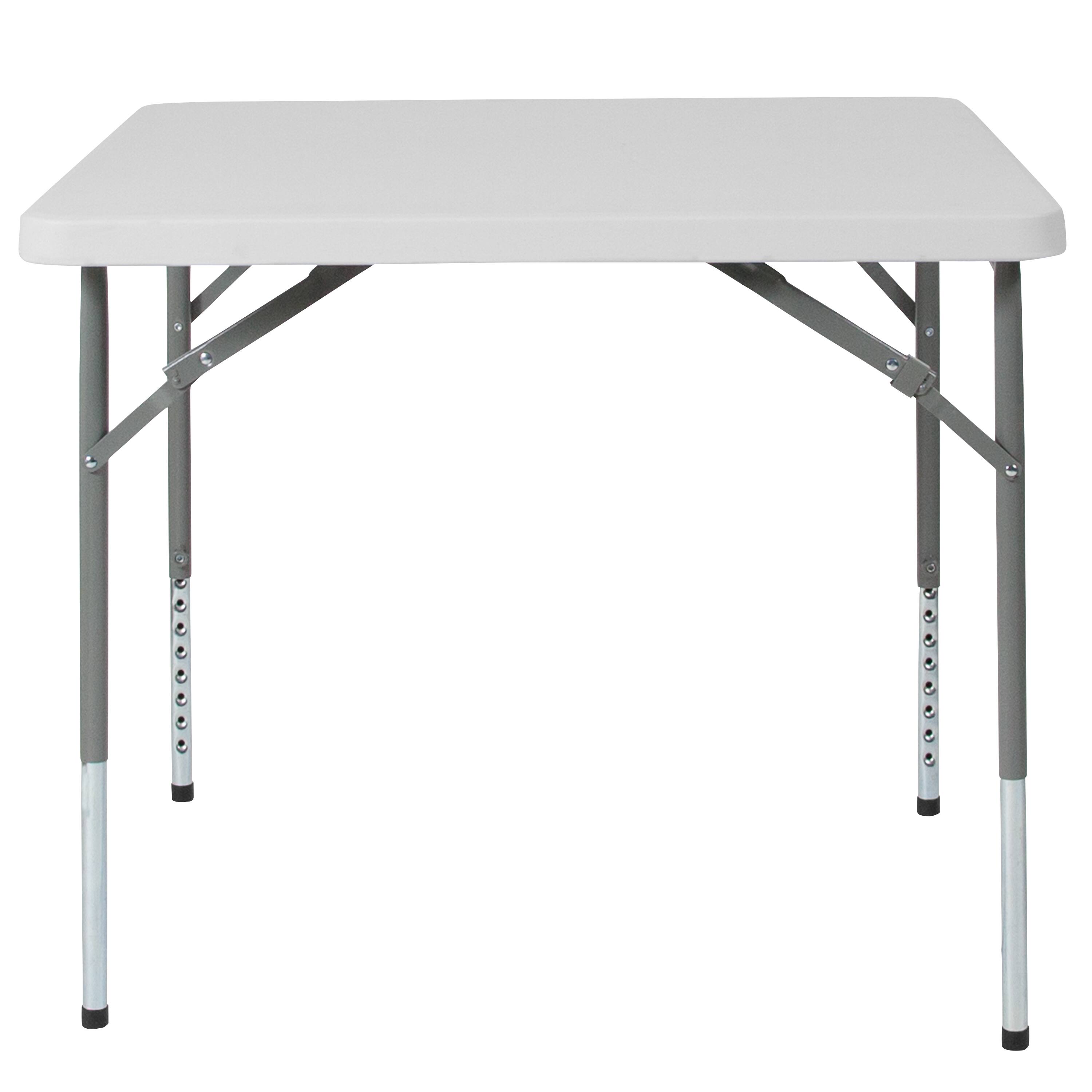 Alt View 5. Emma + Oliver - 2.79-Foot Square Height Adjustable Plastic Folding Table - Granite White.