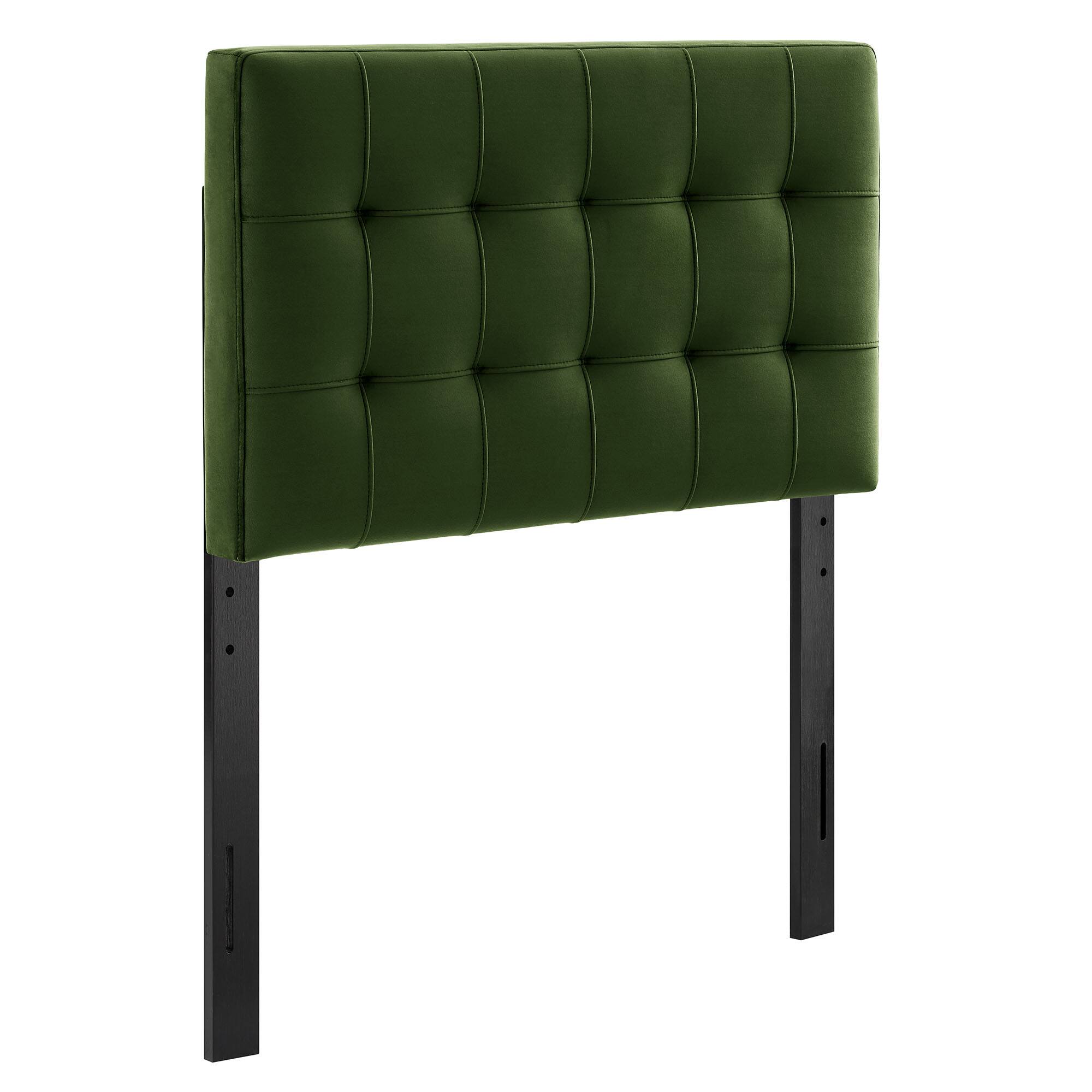 Angle. Modway - Lily Biscuit Tufted Performance Velvet Headboard by Modway - Moss Green.