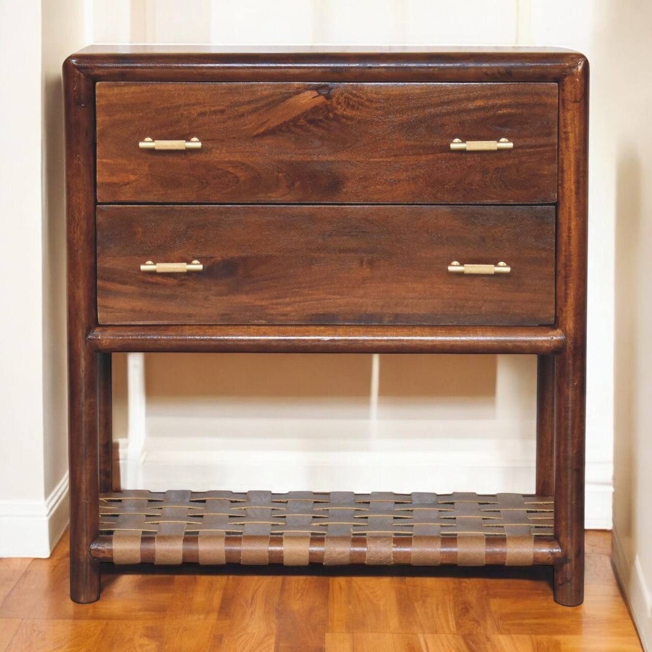 Angle. Artisan Furniture - Artisan Furniture Solid Wood Regency Woven 2-Drawer Nightstand - Chestnut.